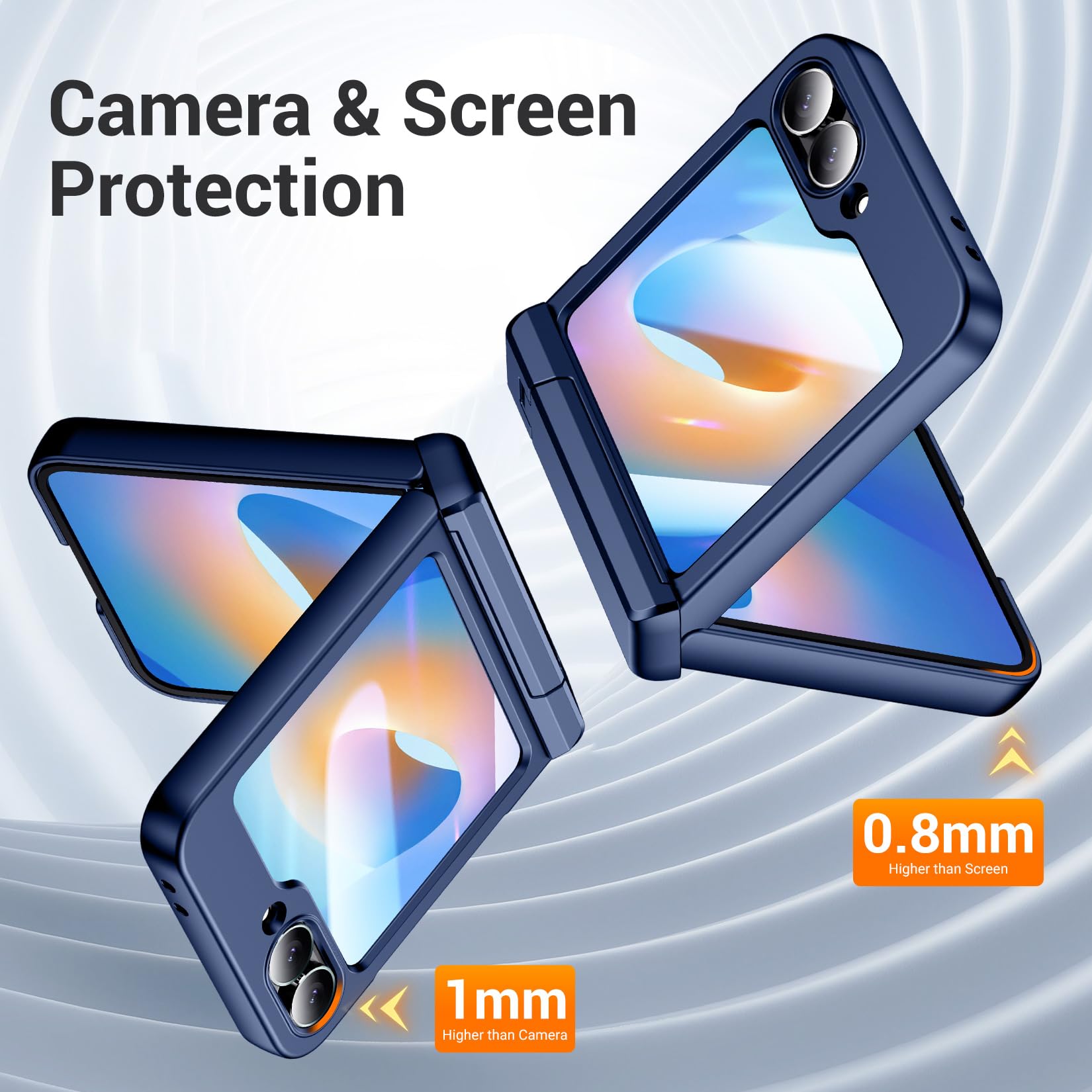 Foto 6 pulgar | Funda De Teléfono Temdan Para Samsung Galaxy Z Flip 6, Color Azul Marino - Venta Internacional.