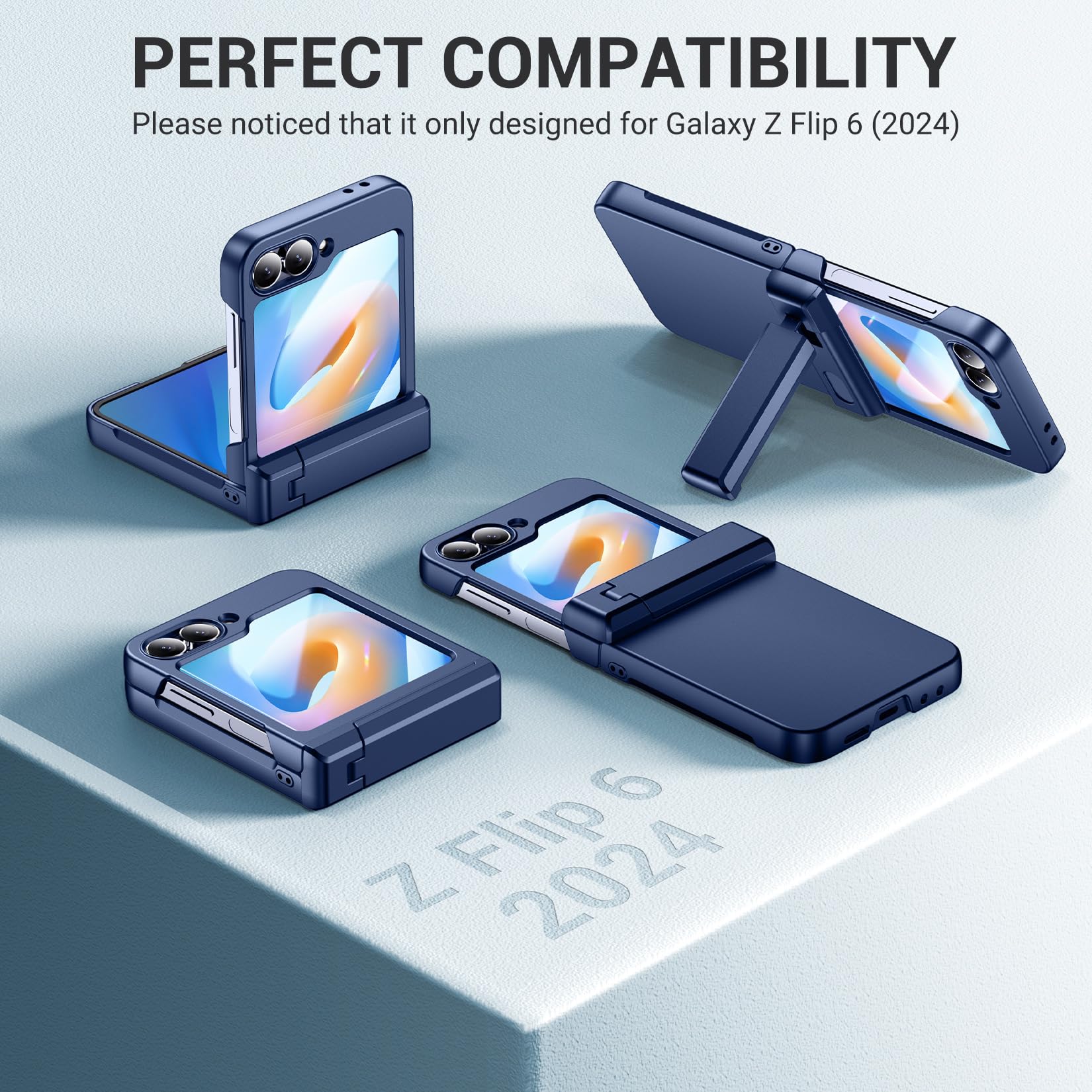 Foto 8 pulgar | Funda De Teléfono Temdan Para Samsung Galaxy Z Flip 6, Color Azul Marino - Venta Internacional.