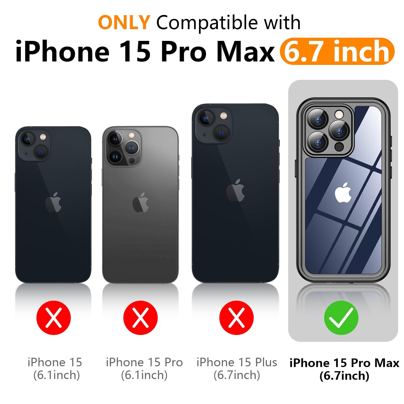 Foto 3 pulgar | Funda Impermeable Temdan Para Iphone 15 Pro Max Azul/transparente - Venta Internacional.