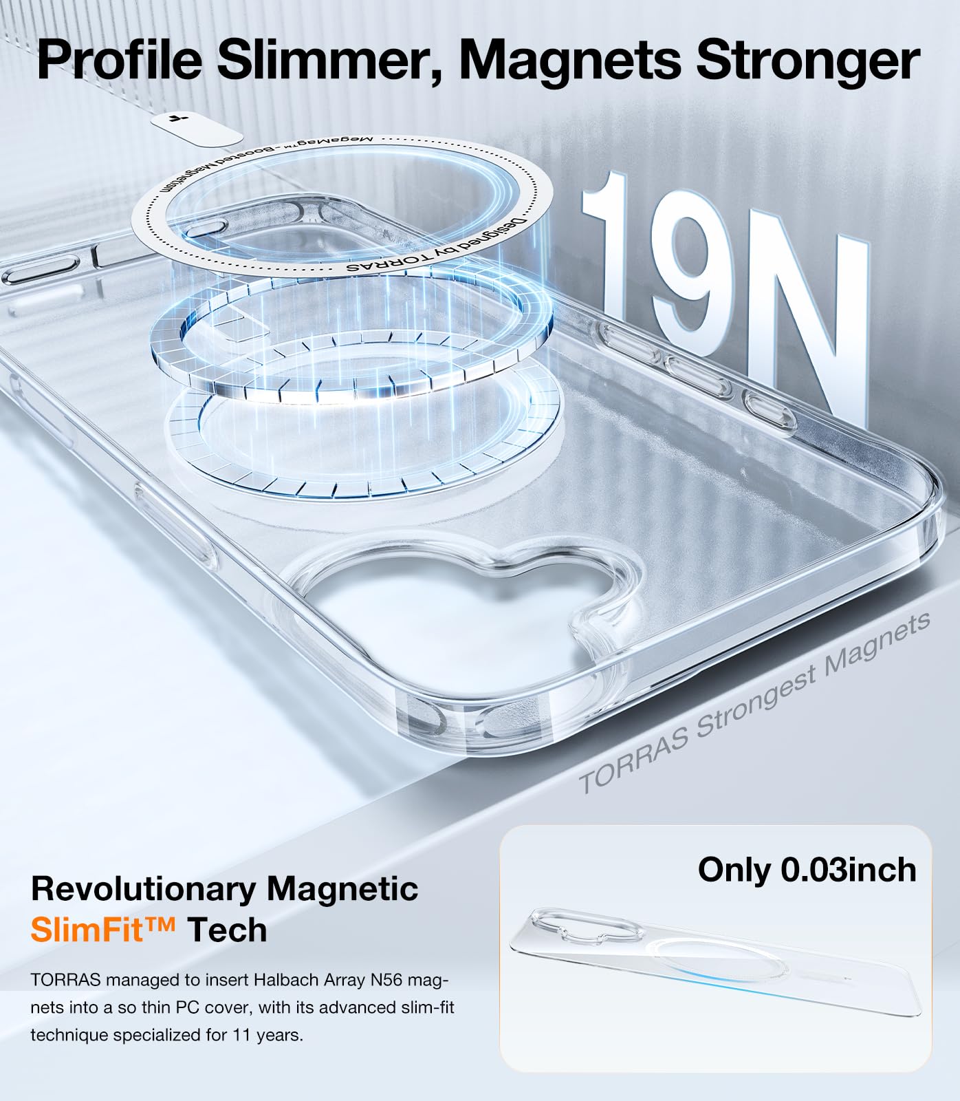 Foto 5 pulgar | Funda De Teléfono Torras Magnetic Slim Fit Para Iphone 16 Plus, Transparente - Venta Internacional.