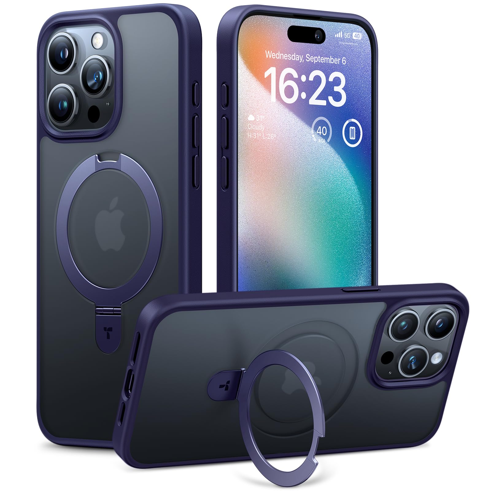 Foto 2 pulgar | Funda De Teléfono Torras Magnetic Ostand Para Iphone 15 Pro Max Morada - Venta Internacional.