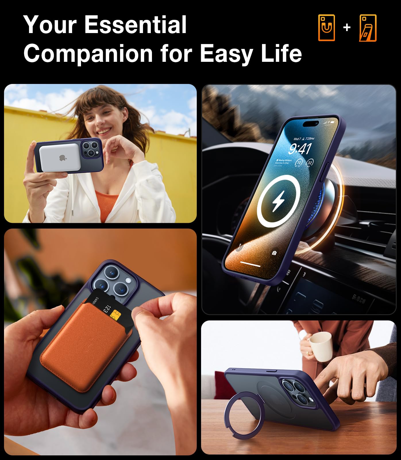 Foto 6 pulgar | Funda De Teléfono Torras Magnetic Ostand Para Iphone 15 Pro Max Morada - Venta Internacional.