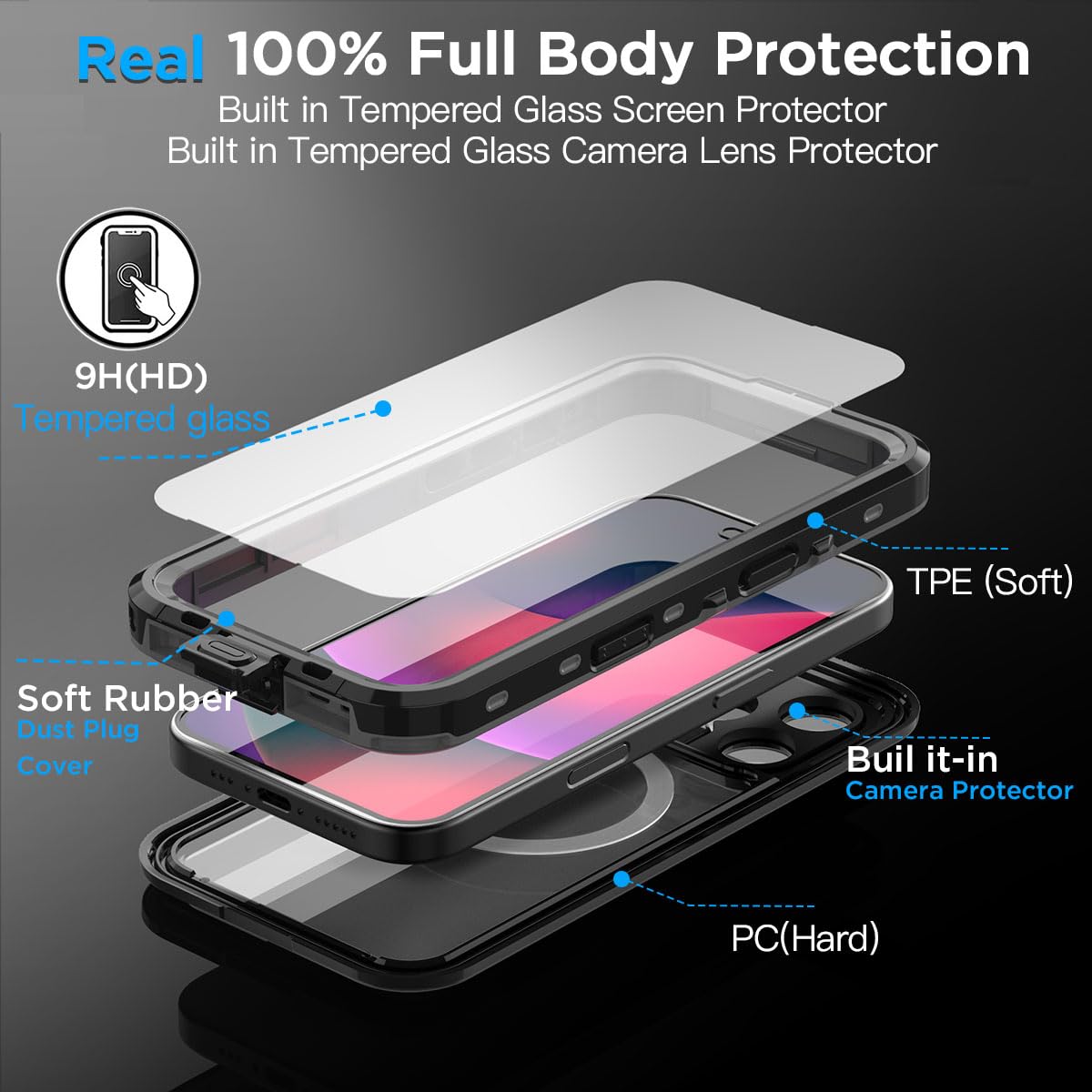 Foto 5 | Funda Impermeable Aicase Para Iphone 16 Pro De 6.3 Pulgadas Con Magsafe - Venta Internacional.