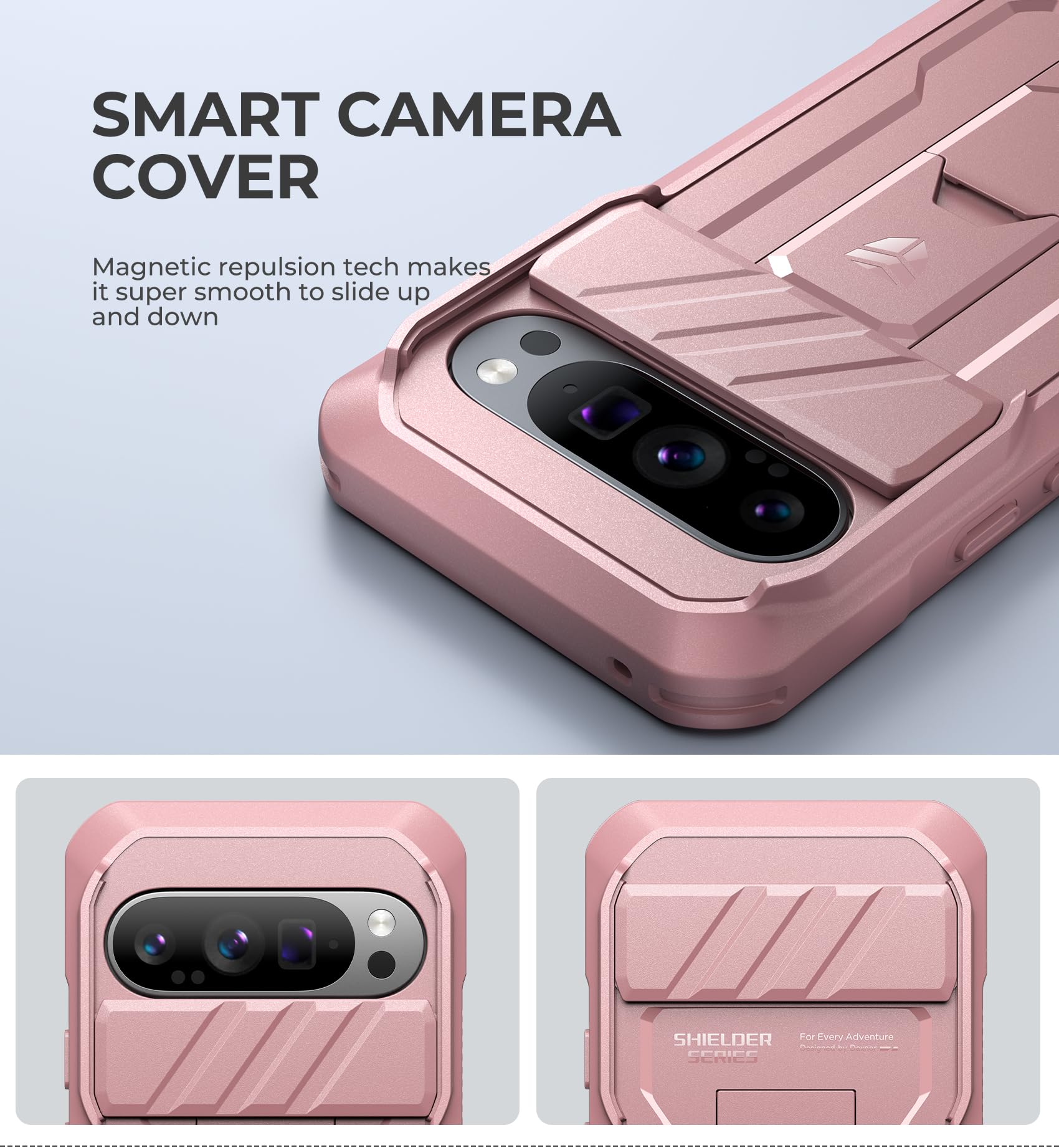 Foto 4 pulgar | Funda Dexnor Para Google Pixel 9 Pro Con Cámara Deslizante, Color Rosa - Venta Internacional.