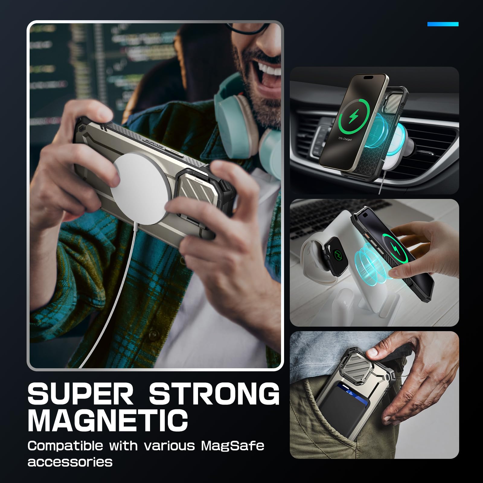 Foto 4 pulgar | Funda De Teléfono Supcase Unicorn Beetle Mag Xt Para Iphone 15 Con Soporte - Venta Internacional.