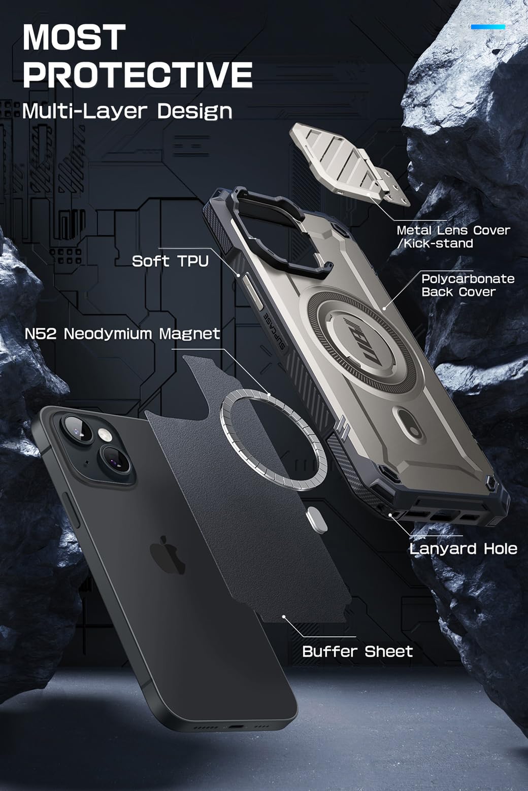 Foto 8 pulgar | Funda De Teléfono Supcase Unicorn Beetle Mag Xt Para Iphone 15 Con Soporte - Venta Internacional.