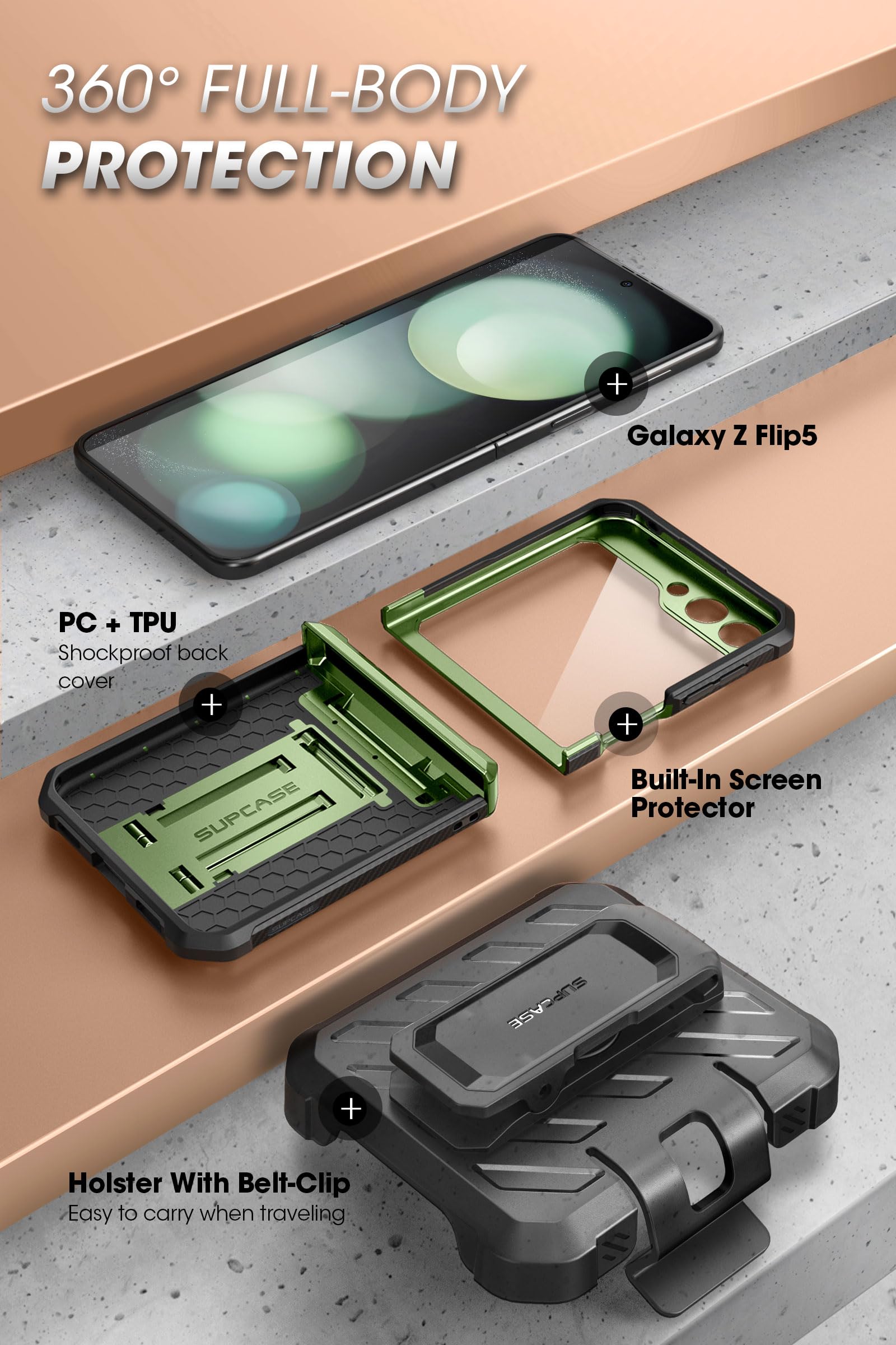 Foto 5 pulgar | Funda De Teléfono Supcase Unicorn Beetle Pro Para Samsung Galaxy Z Flip 5 - Venta Internacional.
