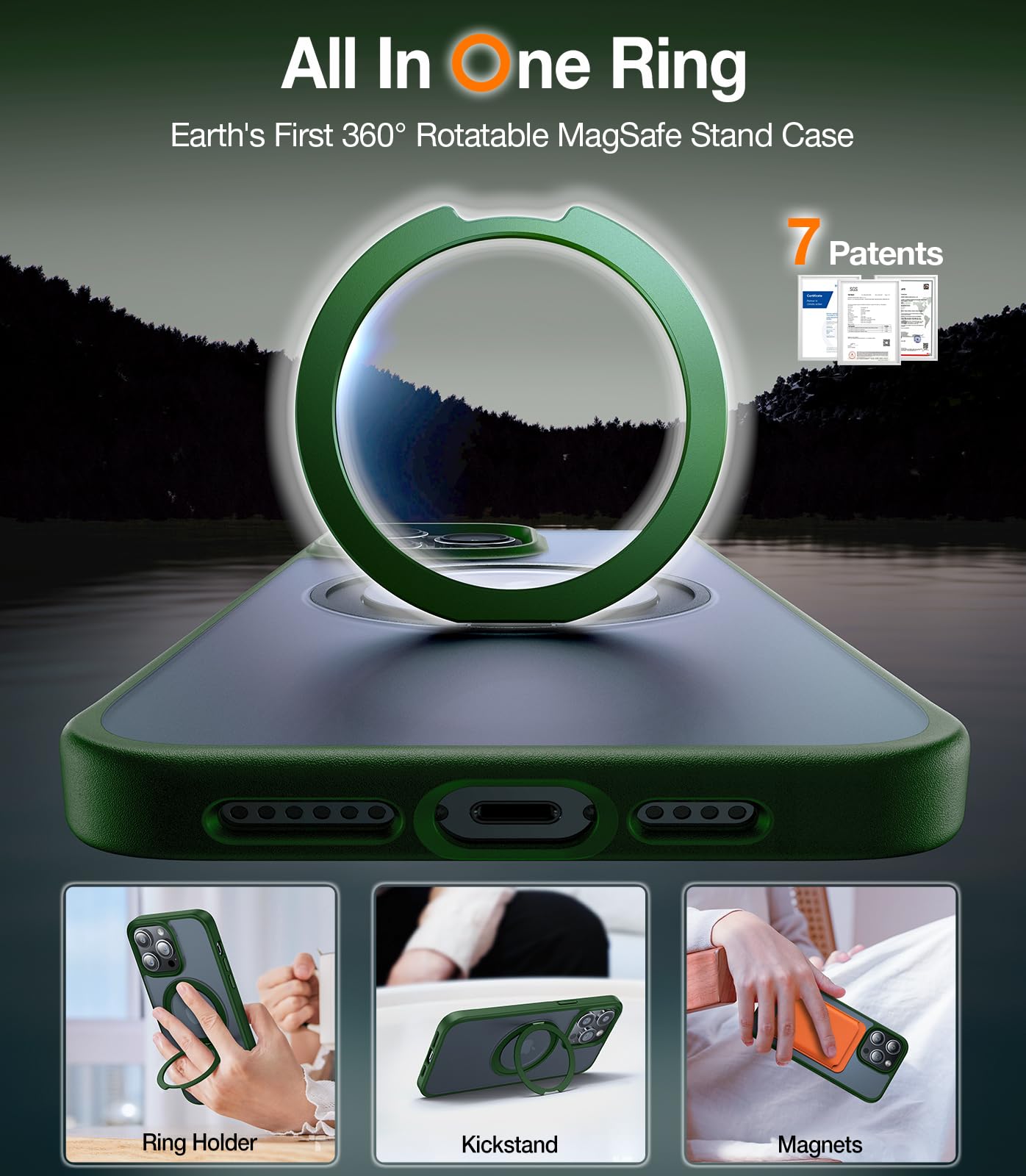 Foto 3 pulgar | Funda Para Teléfono Torras Con Anillo Magnético Giratorio De 360° Para Iphone 15 Pro Max - Venta Internacional.