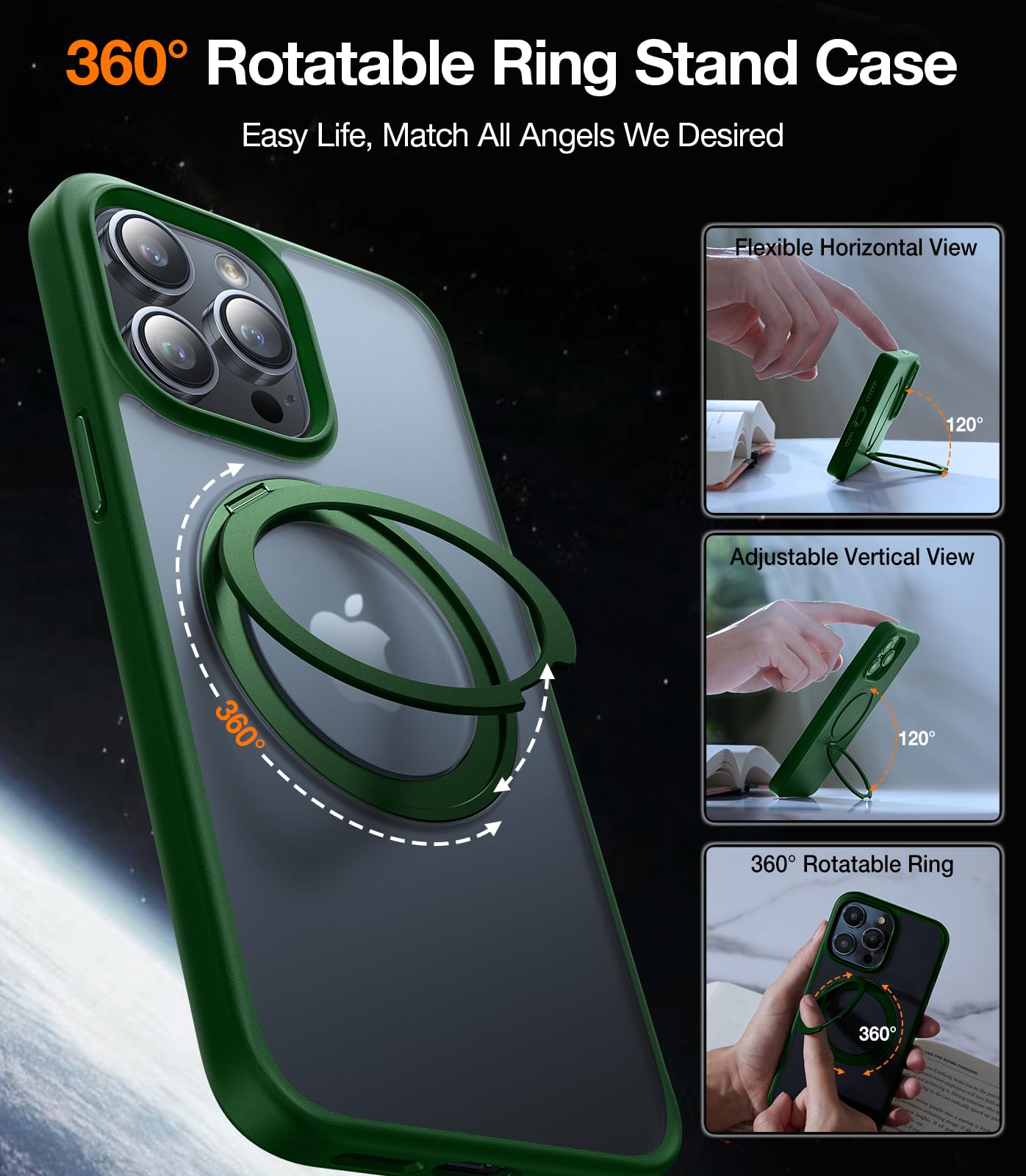 Foto 4 pulgar | Funda Para Teléfono Torras Con Anillo Magnético Giratorio De 360° Para Iphone 15 Pro Max - Venta Internacional.