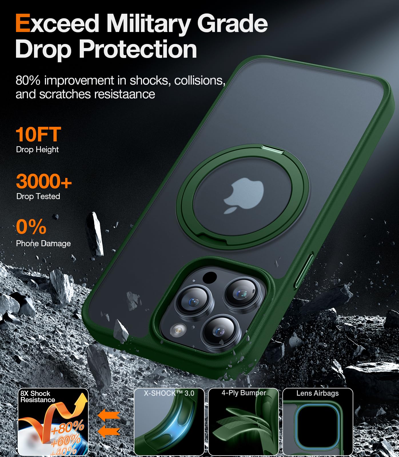 Foto 5 | Funda Para Teléfono Torras Con Anillo Magnético Giratorio De 360° Para Iphone 15 Pro Max - Venta Internacional.