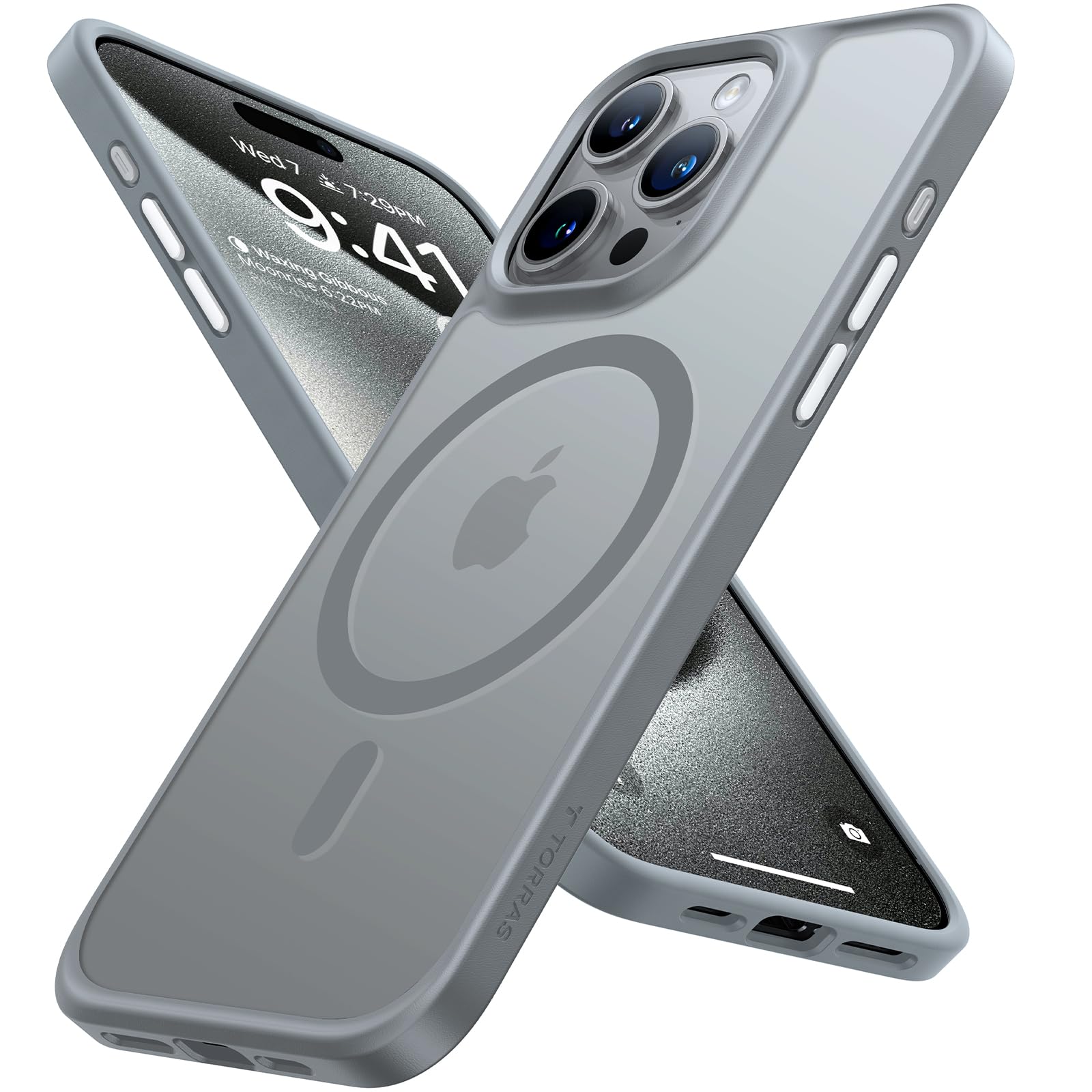 Foto 2 pulgar | Funda Magnética Torras Para Iphone 15 Pro, A Prueba De Golpes, Color Gris - Venta Internacional.