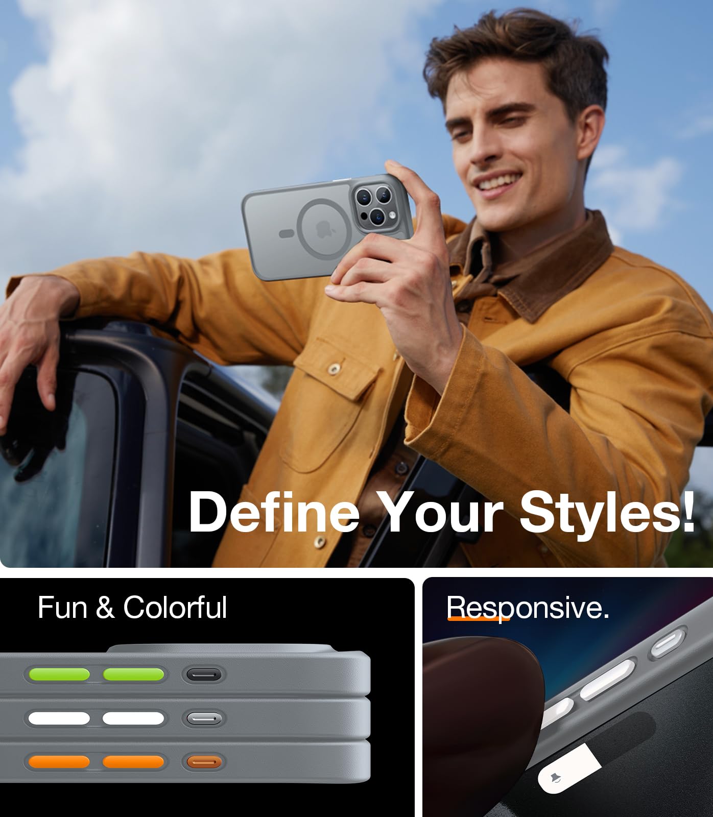 Foto 2 | Funda Magnética Torras Para Iphone 15 Pro, A Prueba De Golpes, Color Gris - Venta Internacional.