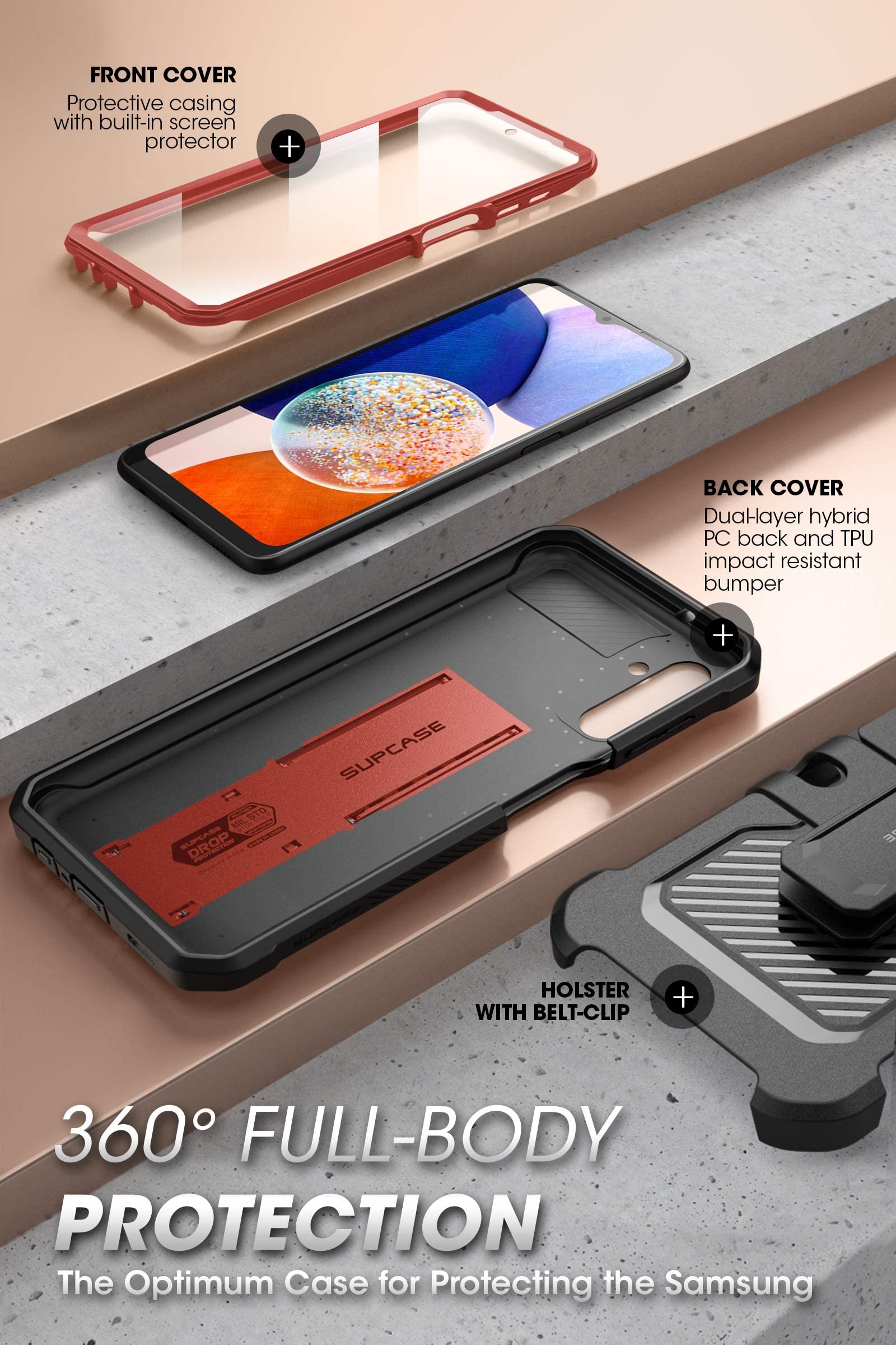 Foto 5 pulgar | Funda Para Teléfono Supcase Unicorn Beetle Pro Para Samsung Galaxy A14 5g - Venta Internacional.