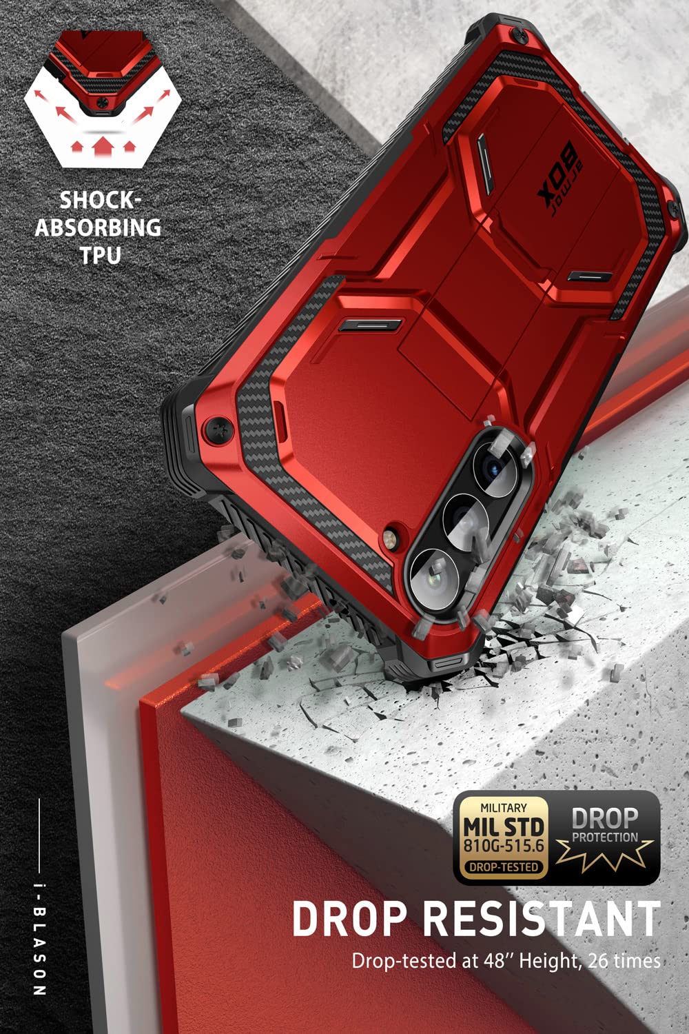 Foto 4 pulgar | Funda I-blason Armorbox Para Samsung Galaxy S23 Plus Con Soporte, Color Rojo - Venta Internacional.