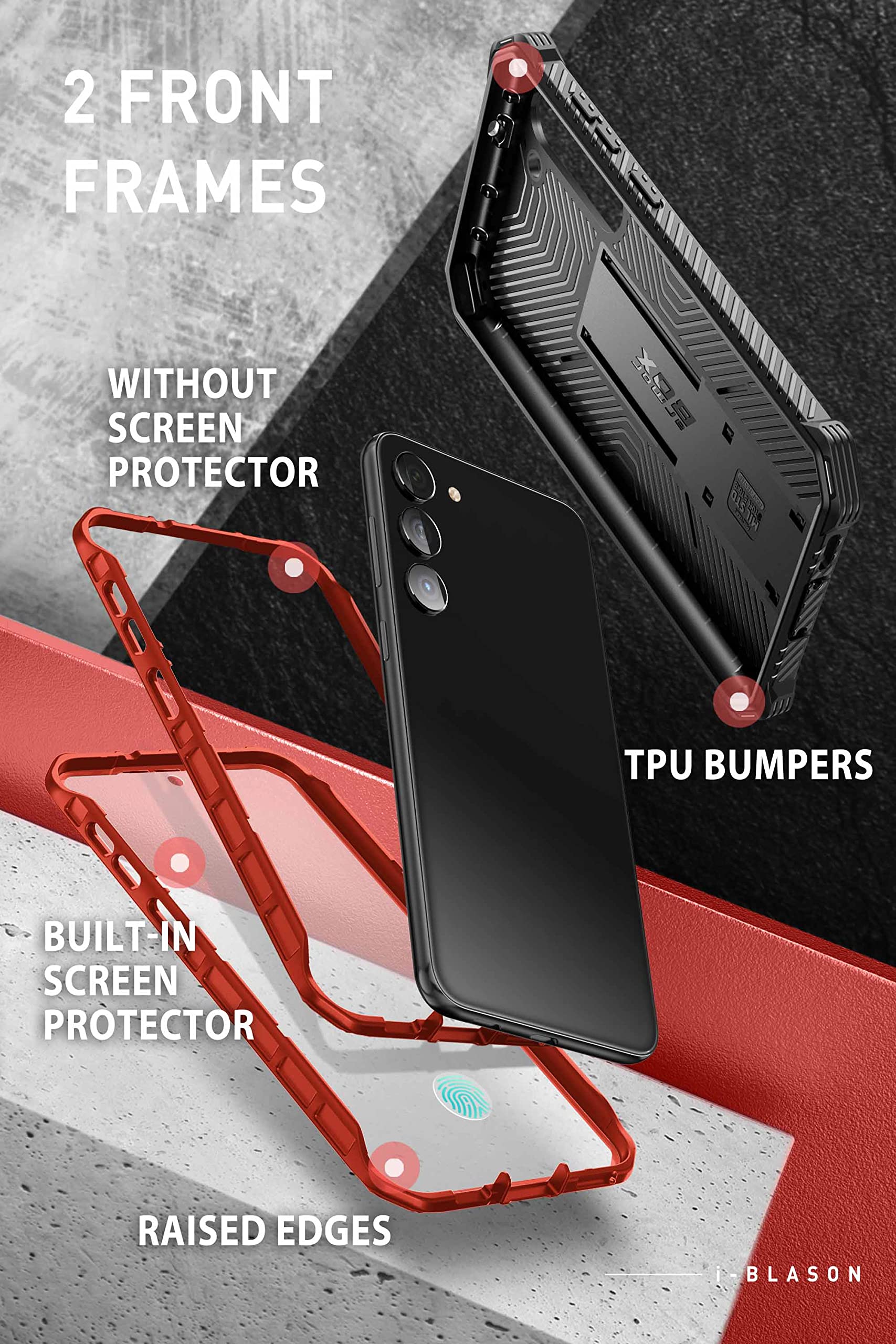 Foto 5 pulgar | Funda I-blason Armorbox Para Samsung Galaxy S23 Plus Con Soporte, Color Rojo - Venta Internacional.
