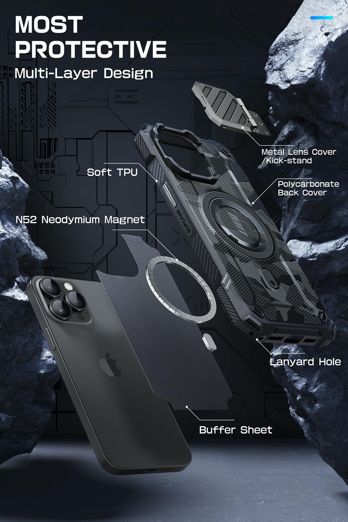 Foto 6 | Funda De Teléfono Supcase Para Iphone 15 Pro Max Con Funda De Cámara - Venta Internacional.