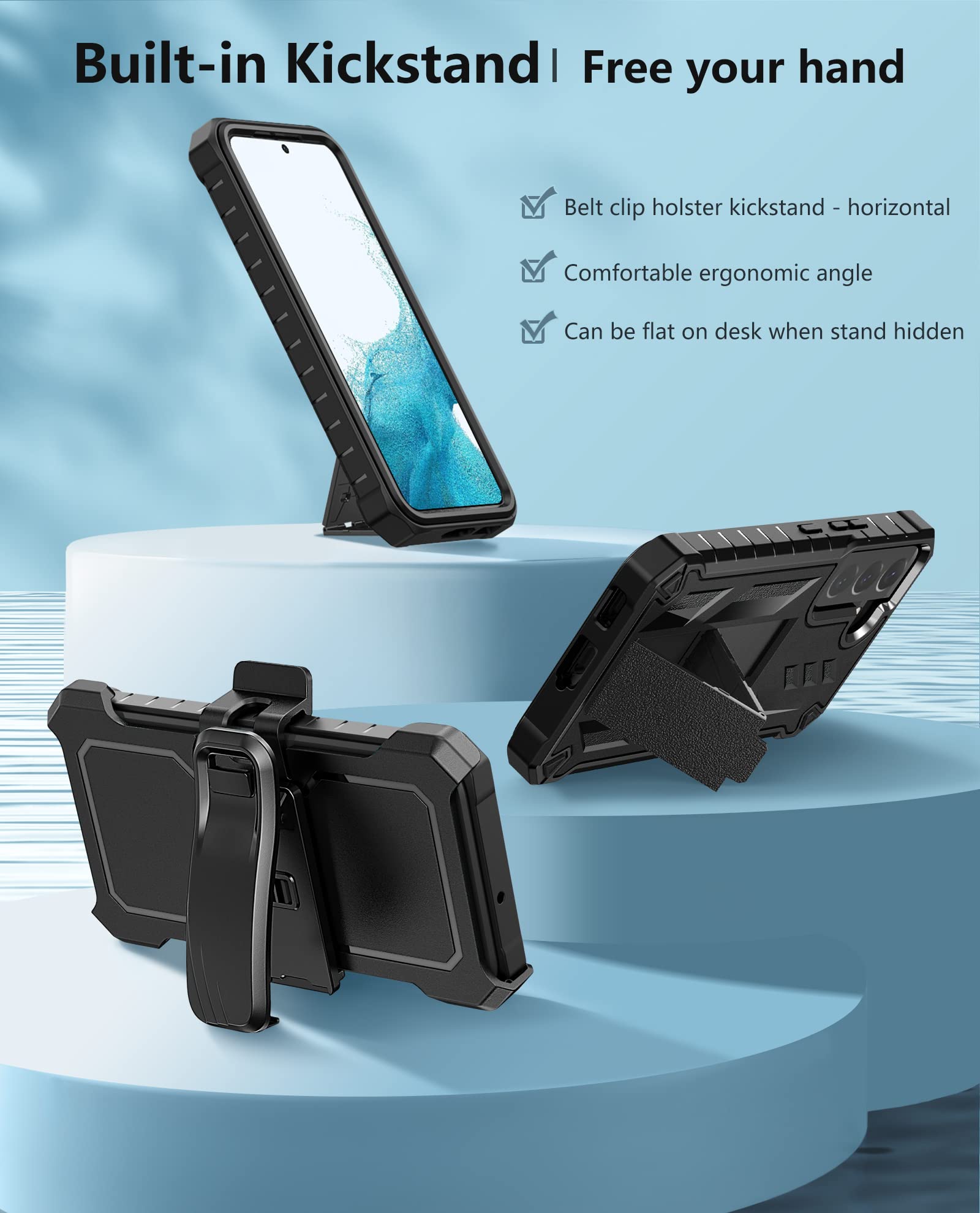 Foto 4 pulgar | Funda Protectora Fntcase Para Samsung Galaxy S22 Con Soporte - Venta Internacional.