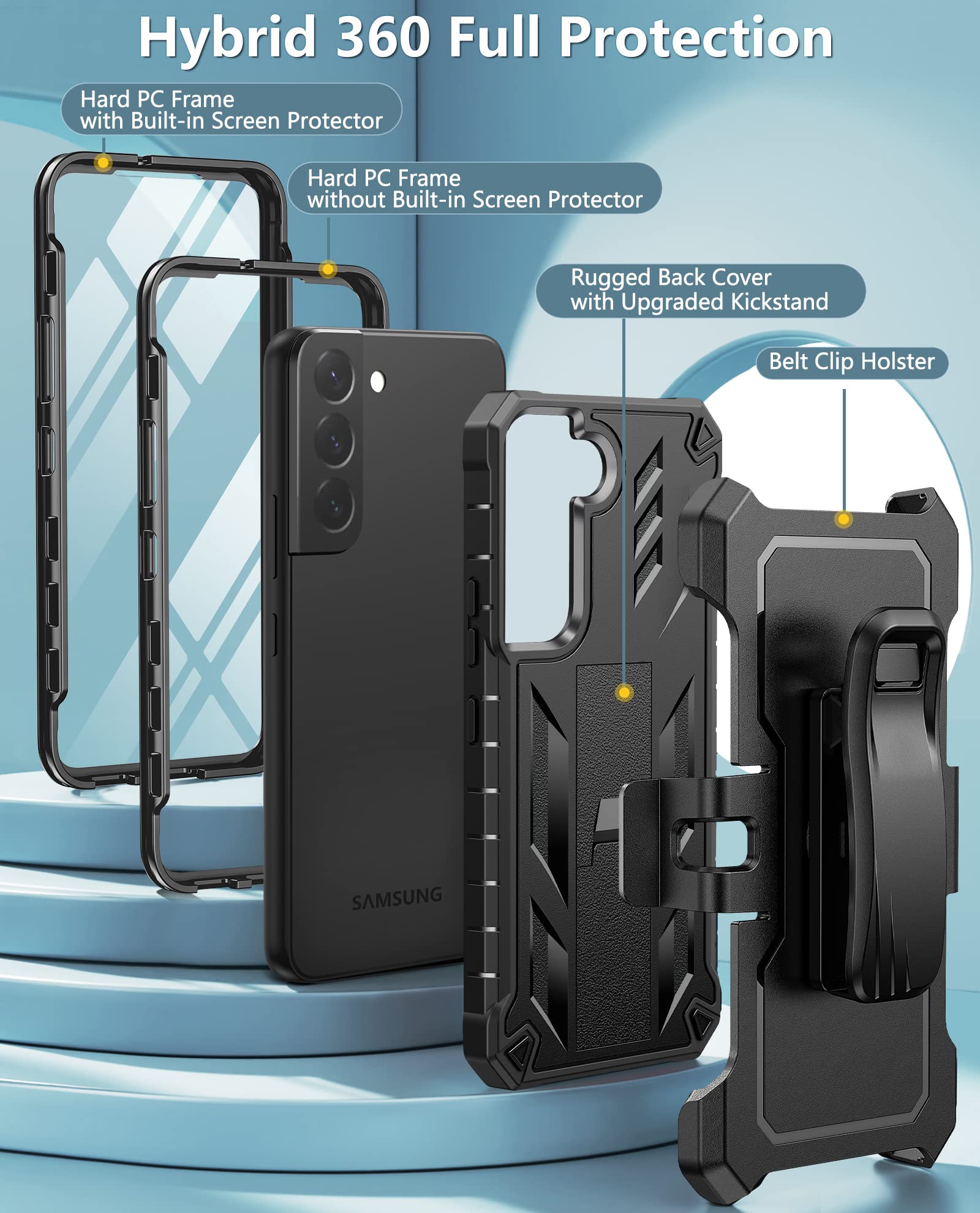 Foto 7 pulgar | Funda Protectora Fntcase Para Samsung Galaxy S22 Con Soporte - Venta Internacional.
