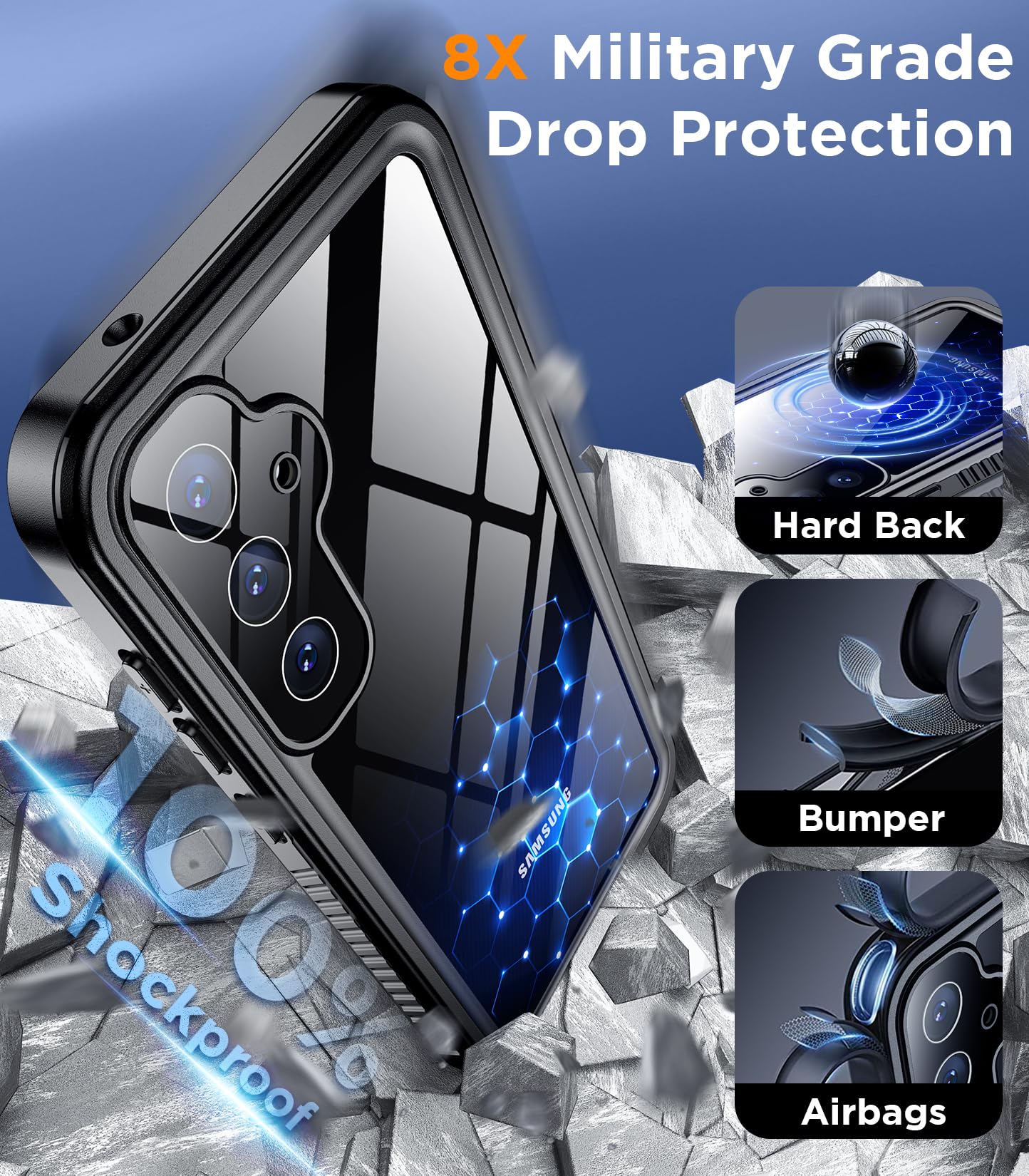Foto 5 pulgar | Funda De Teléfono Temdan Impermeable Con Protector De Pantalla Para Galaxy S24 - Venta Internacional.