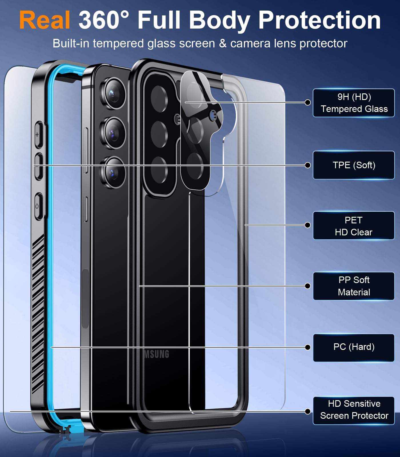 Foto 6 pulgar | Funda De Teléfono Temdan Impermeable Con Protector De Pantalla Para Galaxy S24 - Venta Internacional.