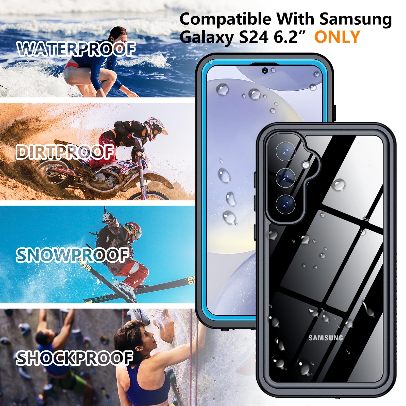 Foto 8 pulgar | Funda De Teléfono Temdan Impermeable Con Protector De Pantalla Para Galaxy S24 - Venta Internacional.