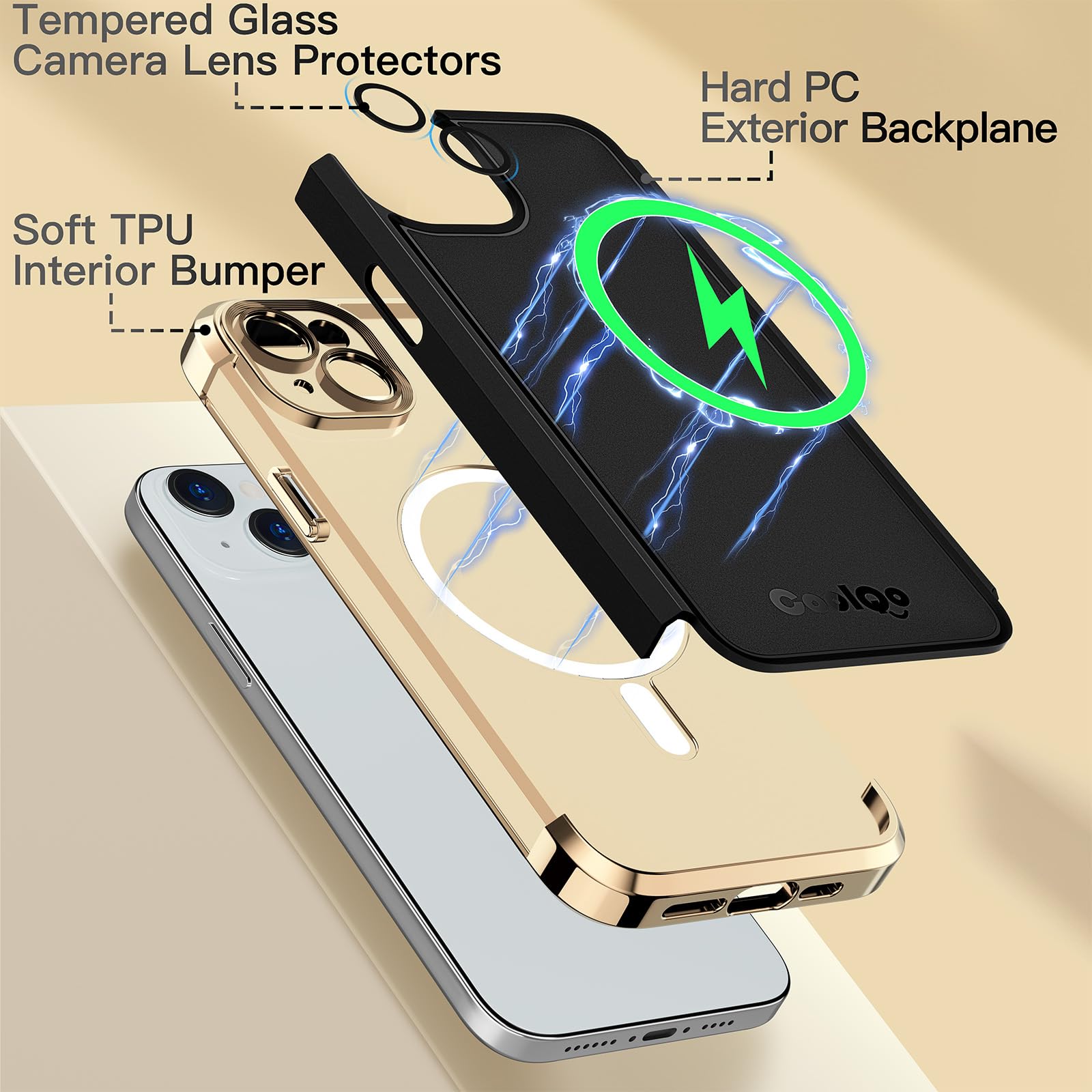 Foto 5 pulgar | Funda Magnética Coolqo Para Iphone 15 6.1 Negro Dorado - Venta Internacional.