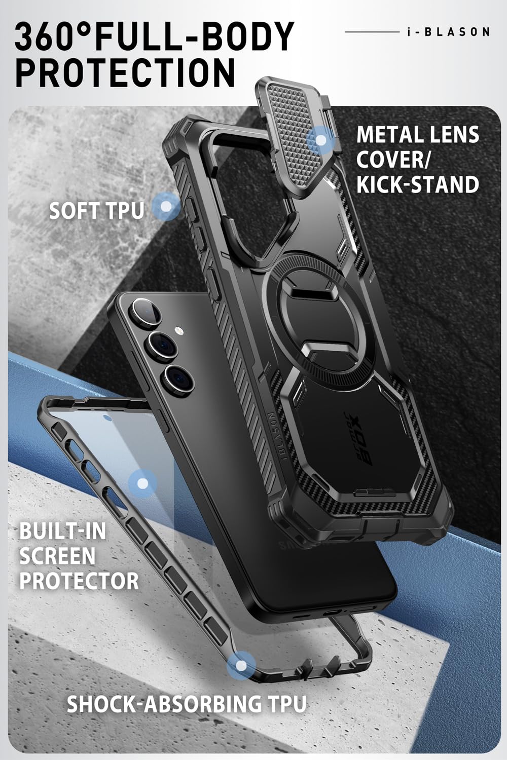 Foto 4 pulgar | Funda De Teléfono I-blason Armorbox Para Samsung Galaxy S24 6.2 Negra - Venta Internacional.