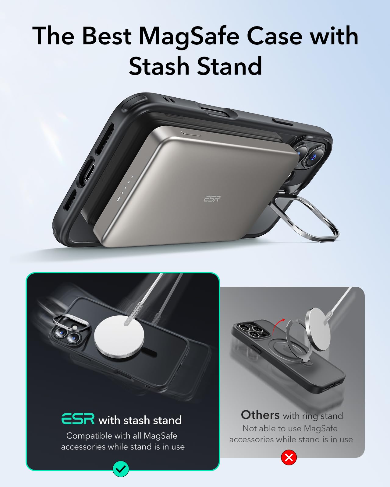 Foto 5 pulgar | Funda De Teléfono Esr Para Iphone 16 Compatible Con Magsafe, Color Negro Transparente - Venta Internacional.