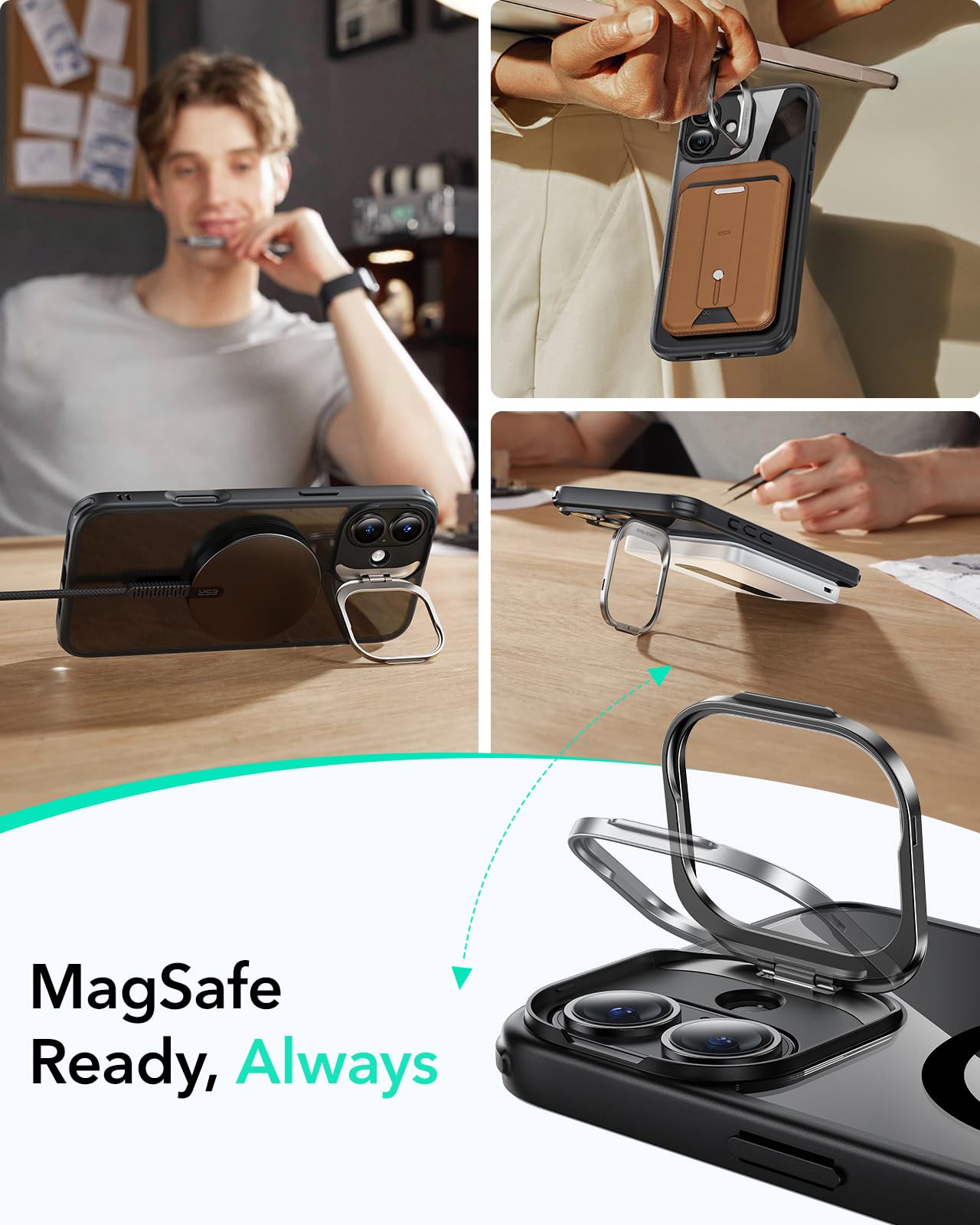 Foto 6 pulgar | Funda De Teléfono Esr Para Iphone 16 Compatible Con Magsafe, Color Negro Transparente - Venta Internacional.