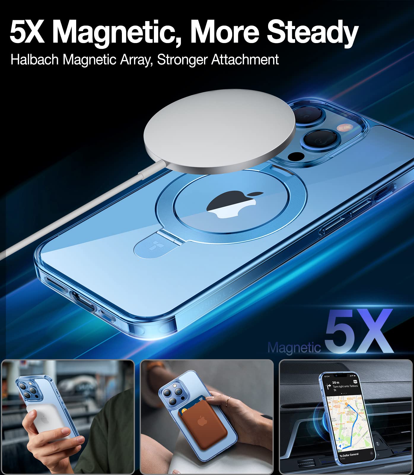 Foto 3 pulgar | Funda Torras Magnetic Upro™ Ostand Para Iphone 13 Pro Max Azul - Venta Internacional.