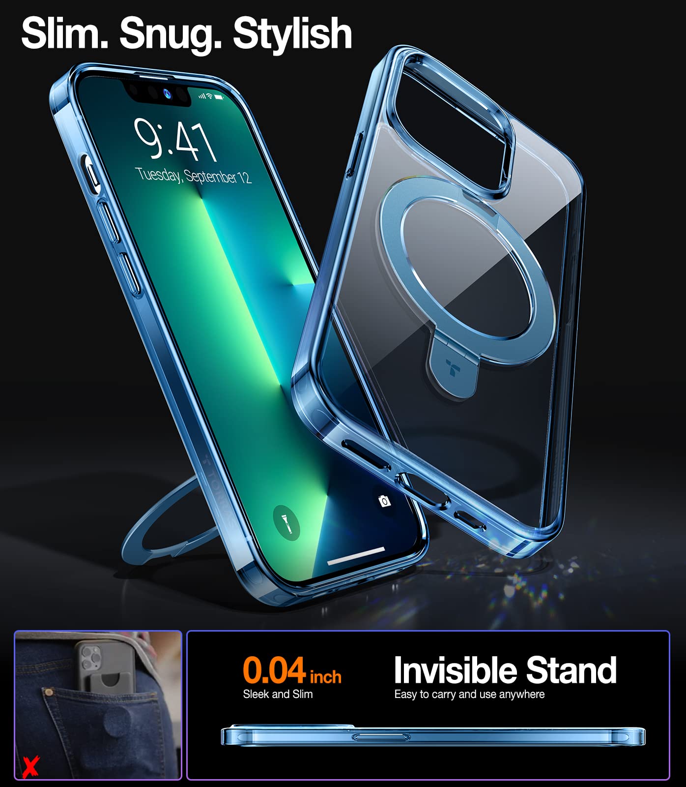 Foto 4 pulgar | Funda Torras Magnetic Upro™ Ostand Para Iphone 13 Pro Max Azul - Venta Internacional.