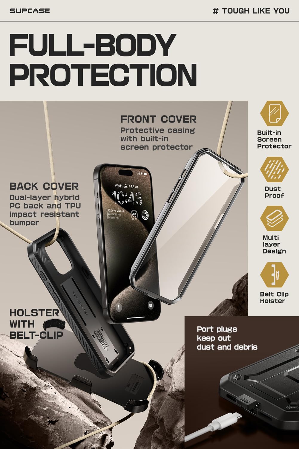 Foto 5 | Funda De Teléfono Supcase Unicorn Beetle Pro Para Iphone 15 Pro Max - Venta Internacional.