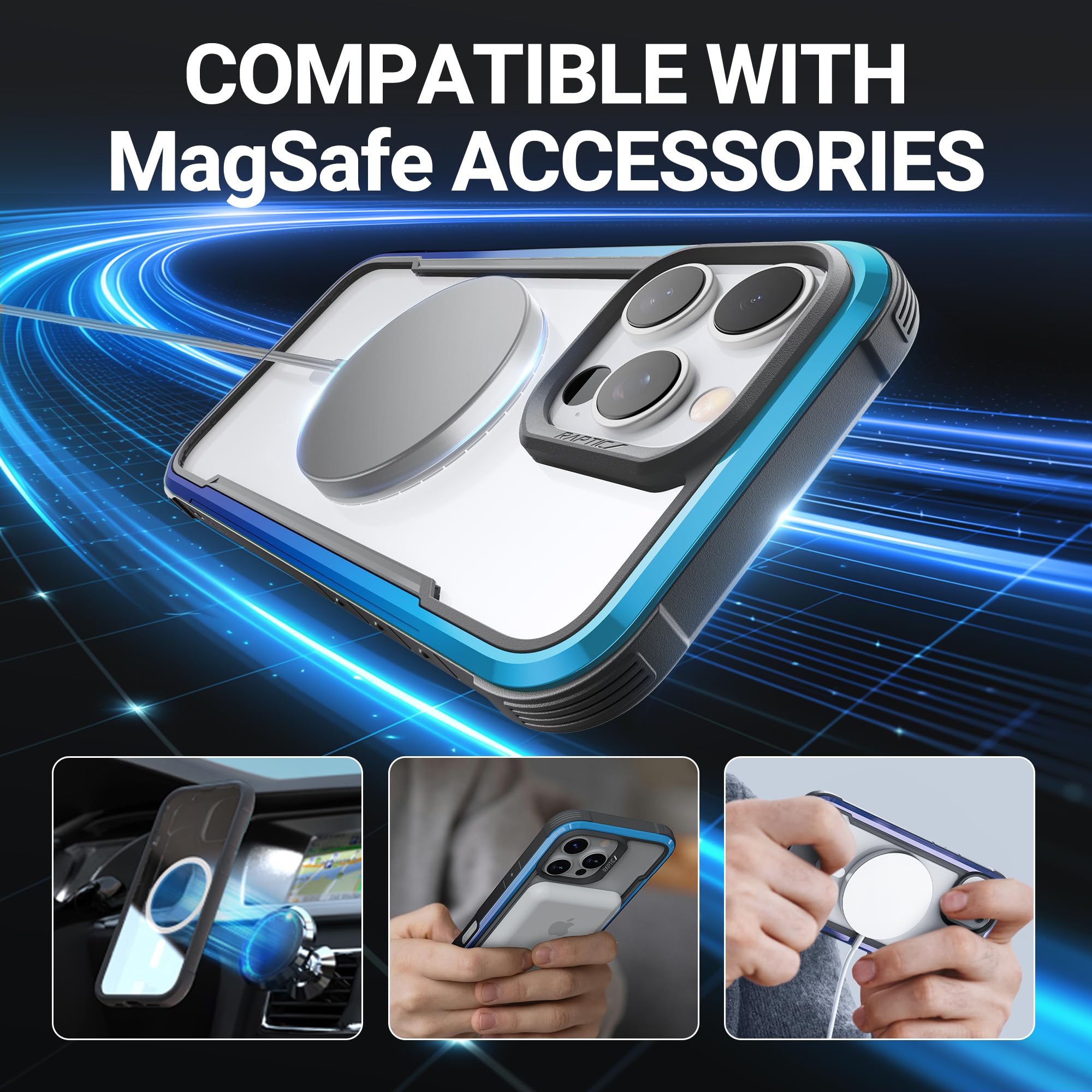 Foto 6 | Funda Raptic Upgraded Shield 2.0 Para Iphone 16 Pro, Color Azul Degradado - Venta Internacional.