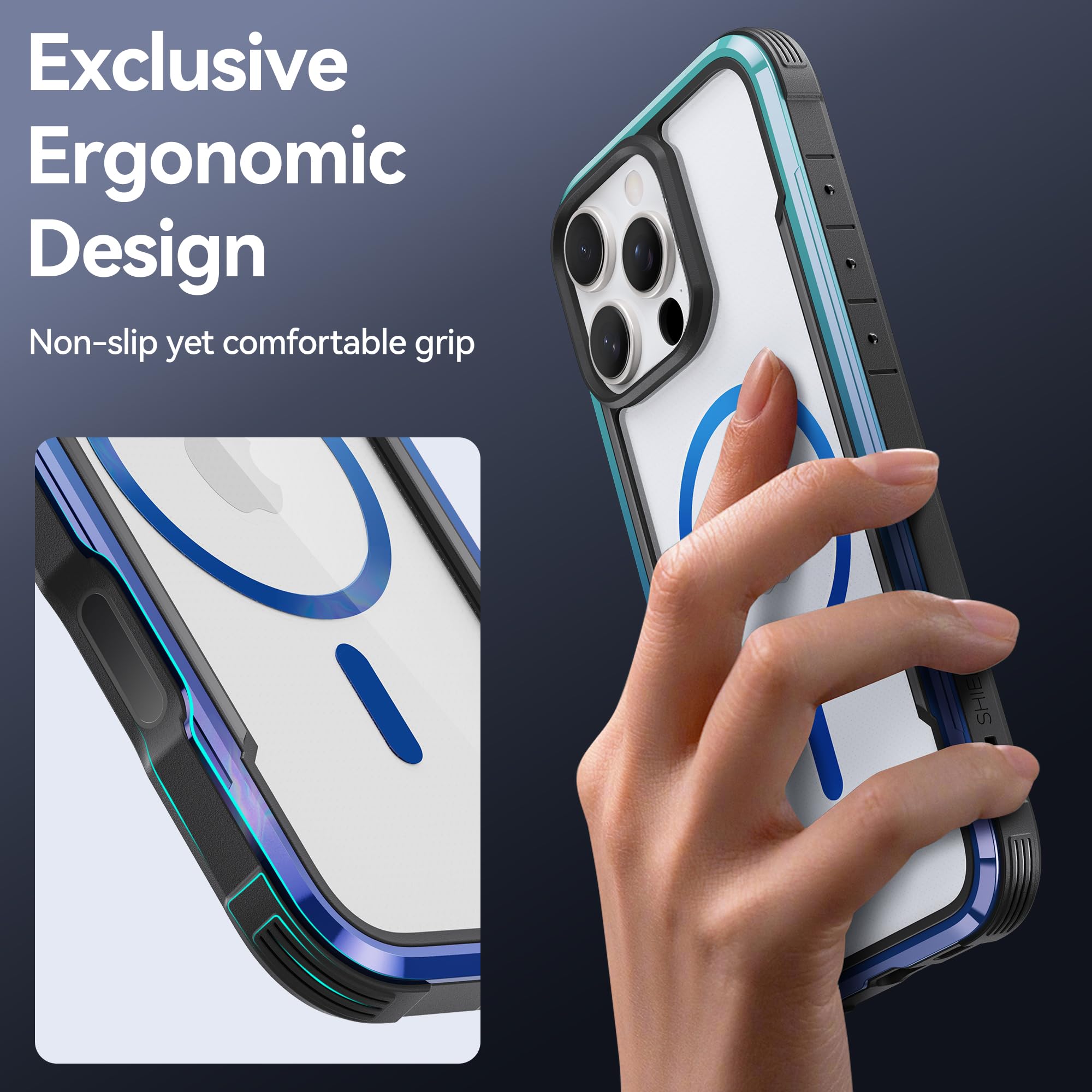 Foto 8 pulgar | Funda Raptic Upgraded Shield 2.0 Para Iphone 16 Pro, Color Azul Degradado - Venta Internacional.