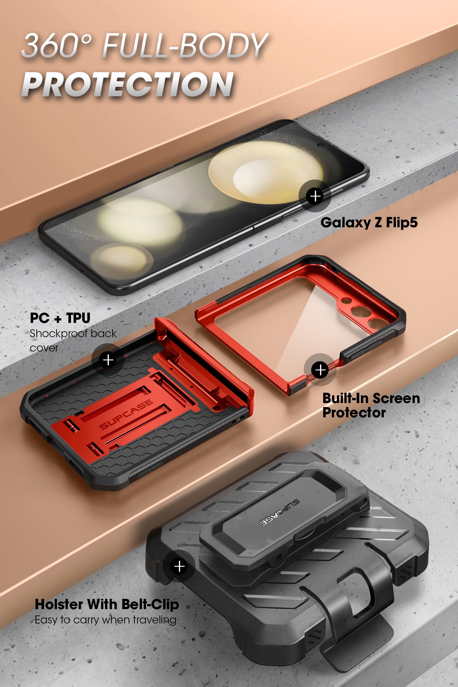Foto 5 pulgar | Funda De Teléfono Supcase Unicorn Beetle Pro Para Samsung Galaxy Z Flip 5 - Venta Internacional.
