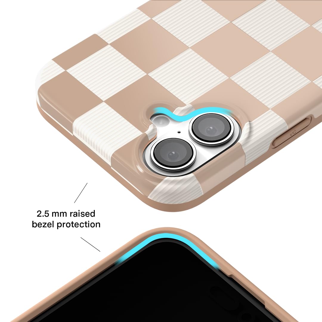 Foto 5 pulgar | Funda De Teléfono Velvet Caviar A Cuadros Para Iphone 16 Plus Nude - Venta Internacional.