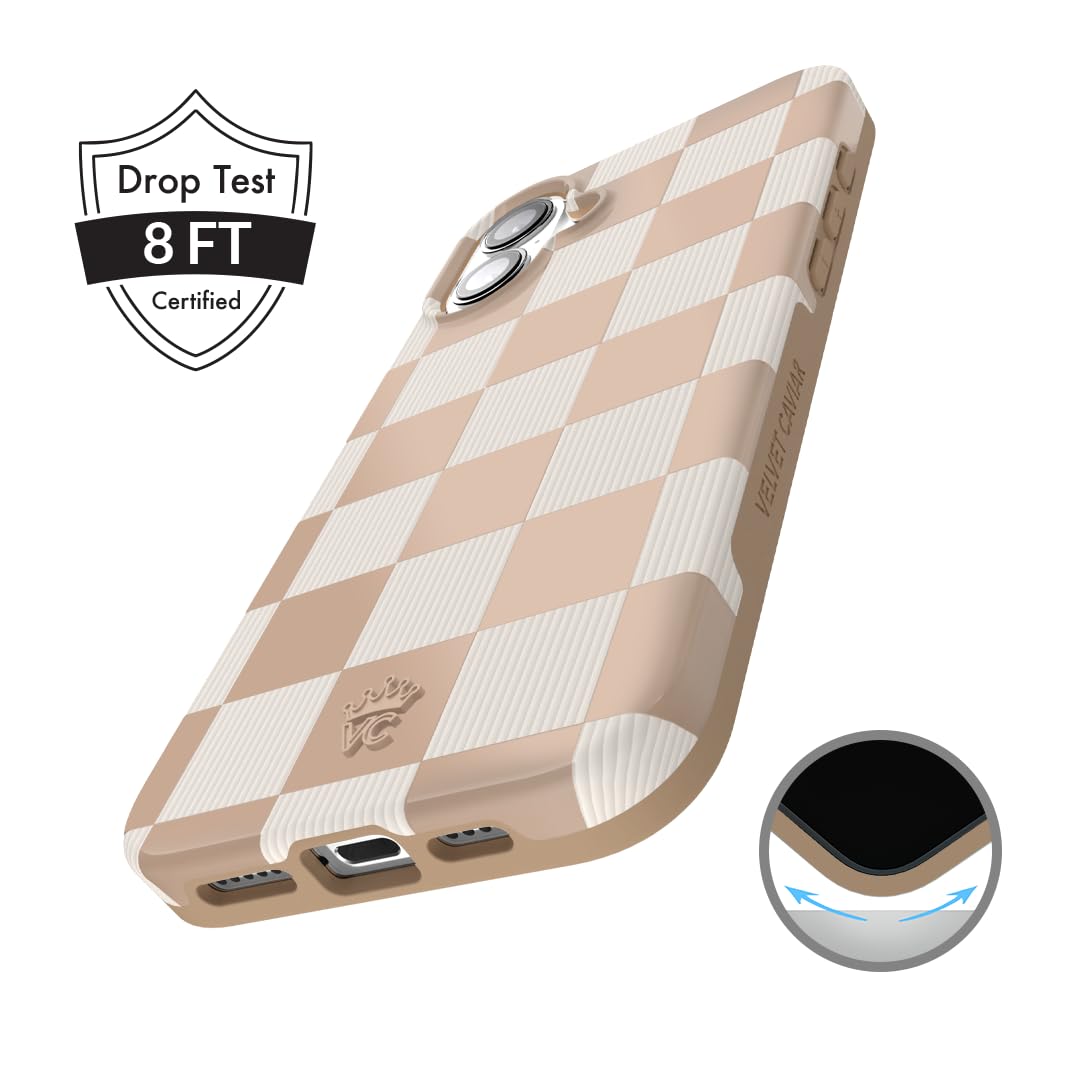 Foto 6 pulgar | Funda De Teléfono Velvet Caviar A Cuadros Para Iphone 16 Plus Nude - Venta Internacional.