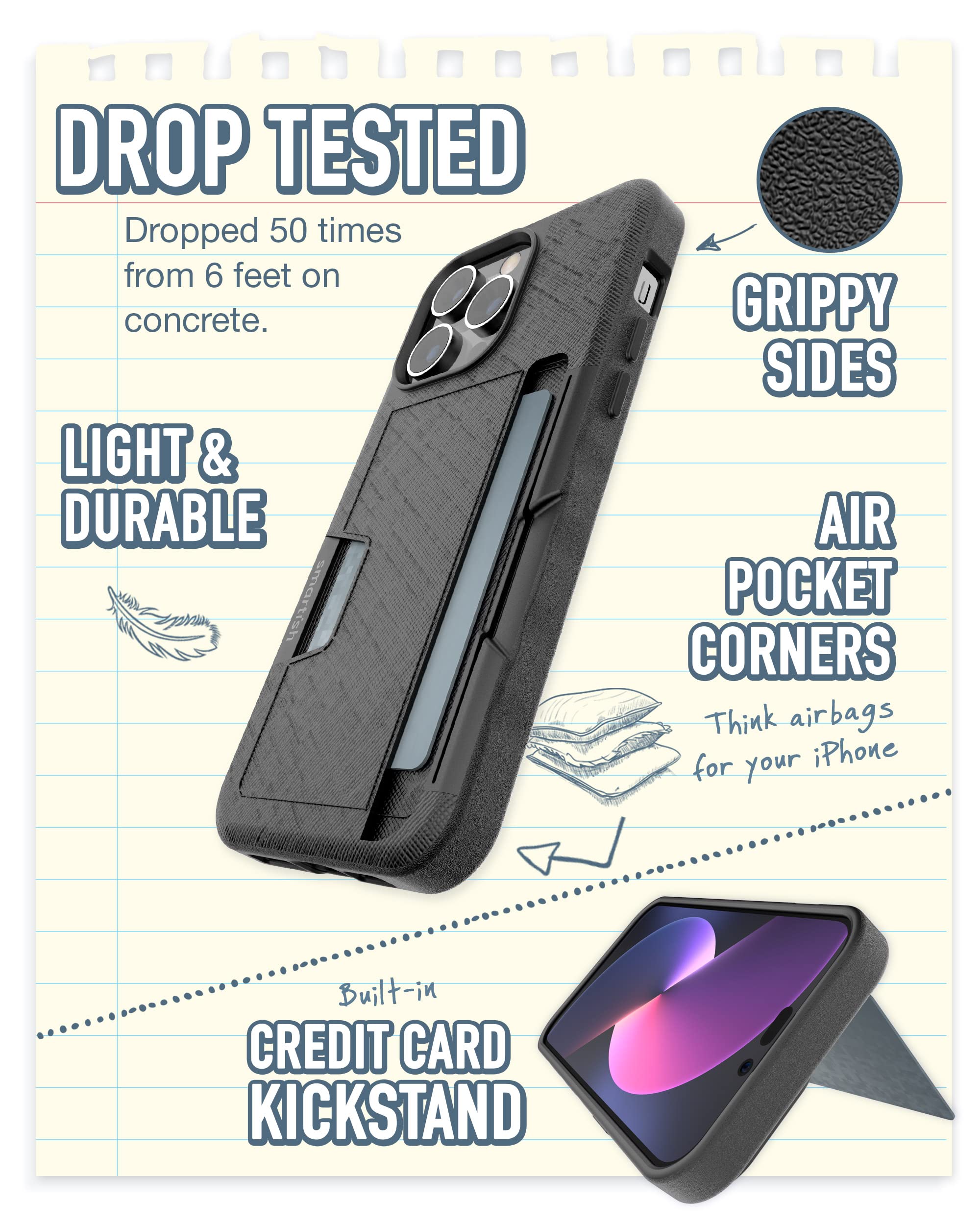 Foto 3 | Funda Tipo Cartera Smartish Para Iphone 14 Pro Max Wallet Slayer Vol. 2 - Venta Internacional.