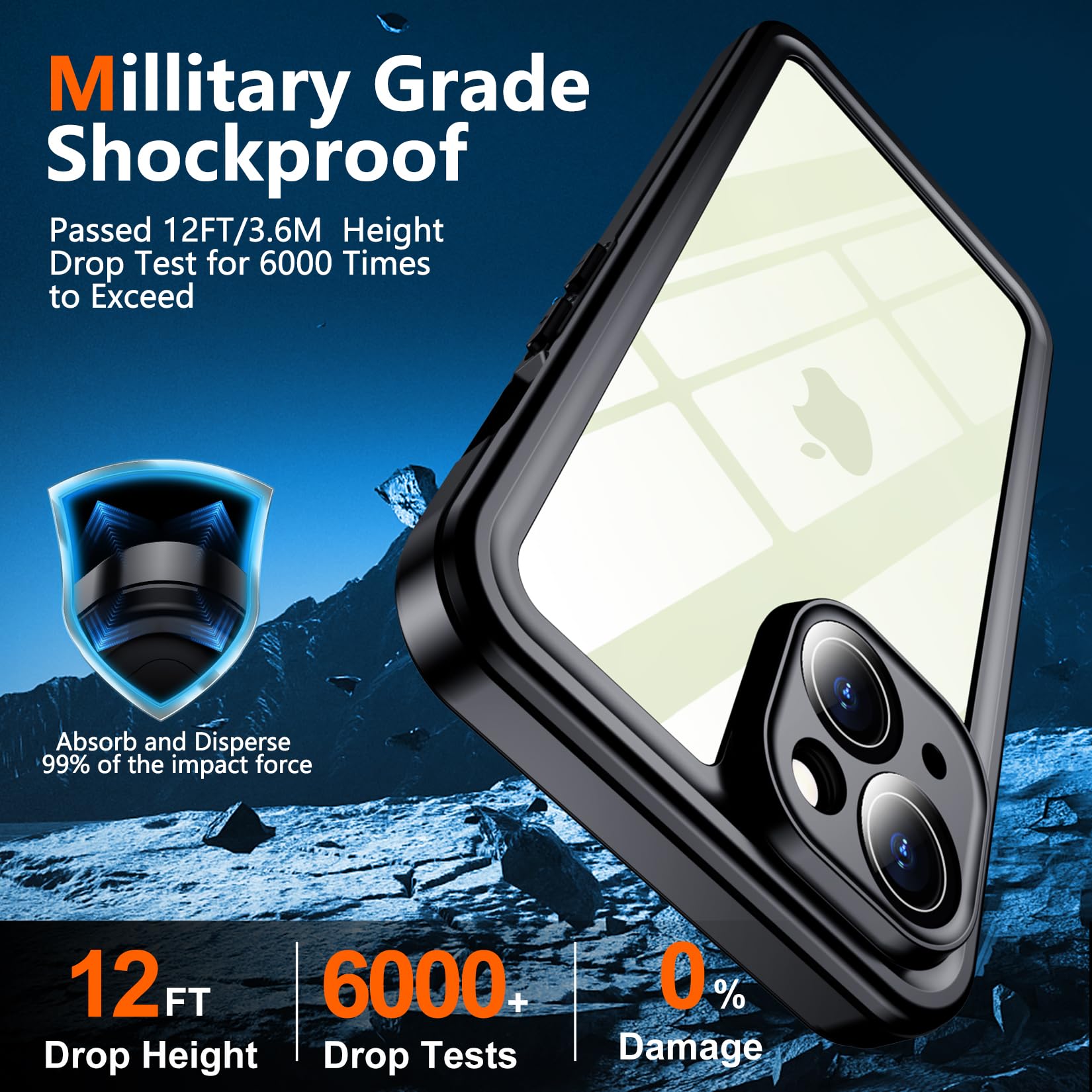 Foto 3 | Funda Spidercase Para Iphone 15 Plus, Impermeable, Negra Y Transparente - Venta Internacional.