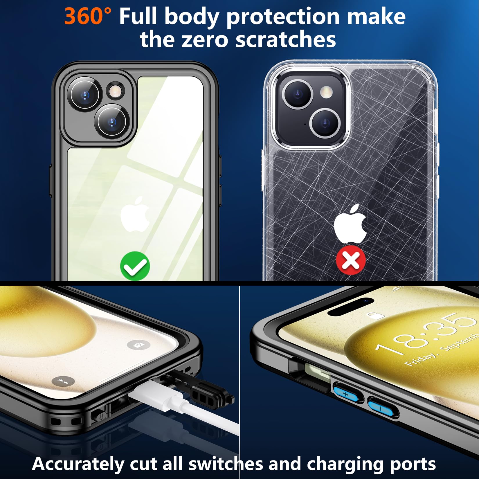 Foto 5 | Funda Spidercase Para Iphone 15 Plus, Impermeable, Negra Y Transparente - Venta Internacional.