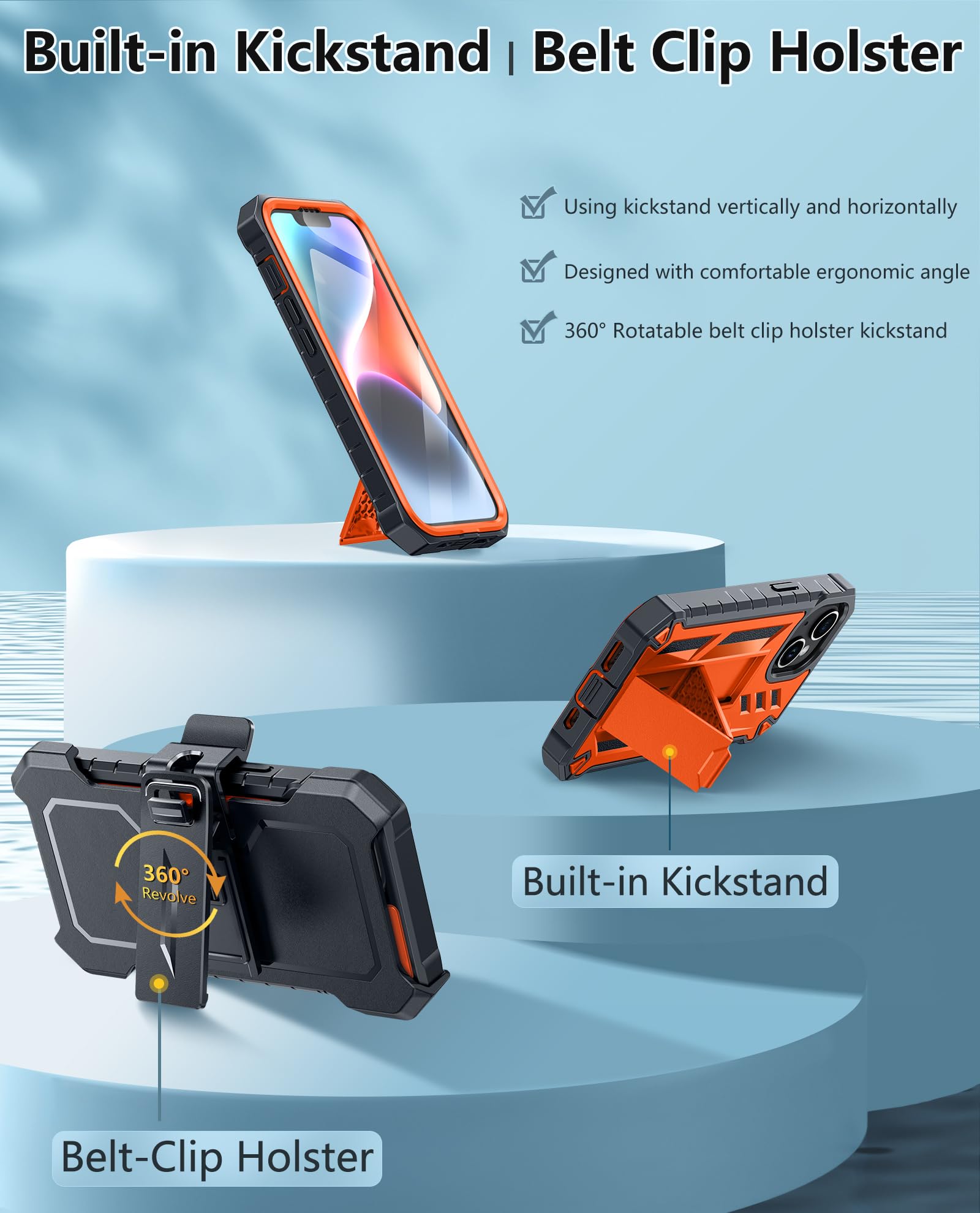 Foto 2 | Funda De Teléfono Fntcase Para Iphone 14/13 Con Clip Para Cinturón Y Soporte - Venta Internacional.