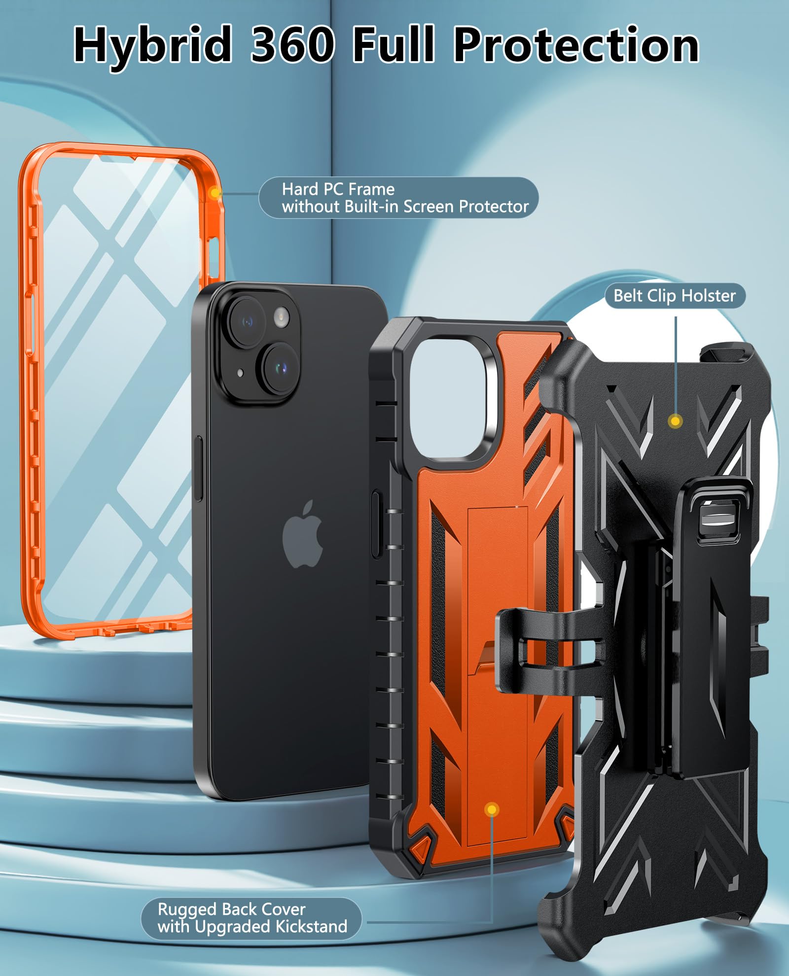 Foto 5 pulgar | Funda De Teléfono Fntcase Para Iphone 14/13 Con Clip Para Cinturón Y Soporte - Venta Internacional.
