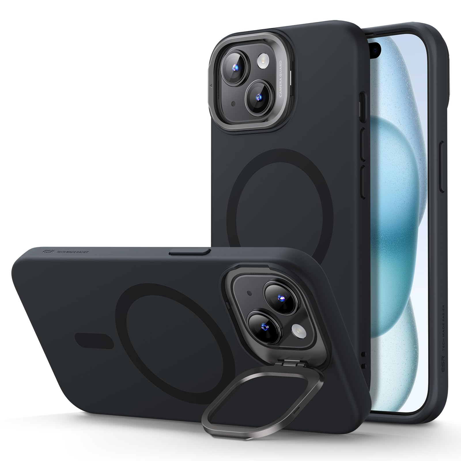 Foto 1 | Funda Esr Para Iphone 15 Magsafe De Silicona Con Soporte Negro - Venta Internacional.