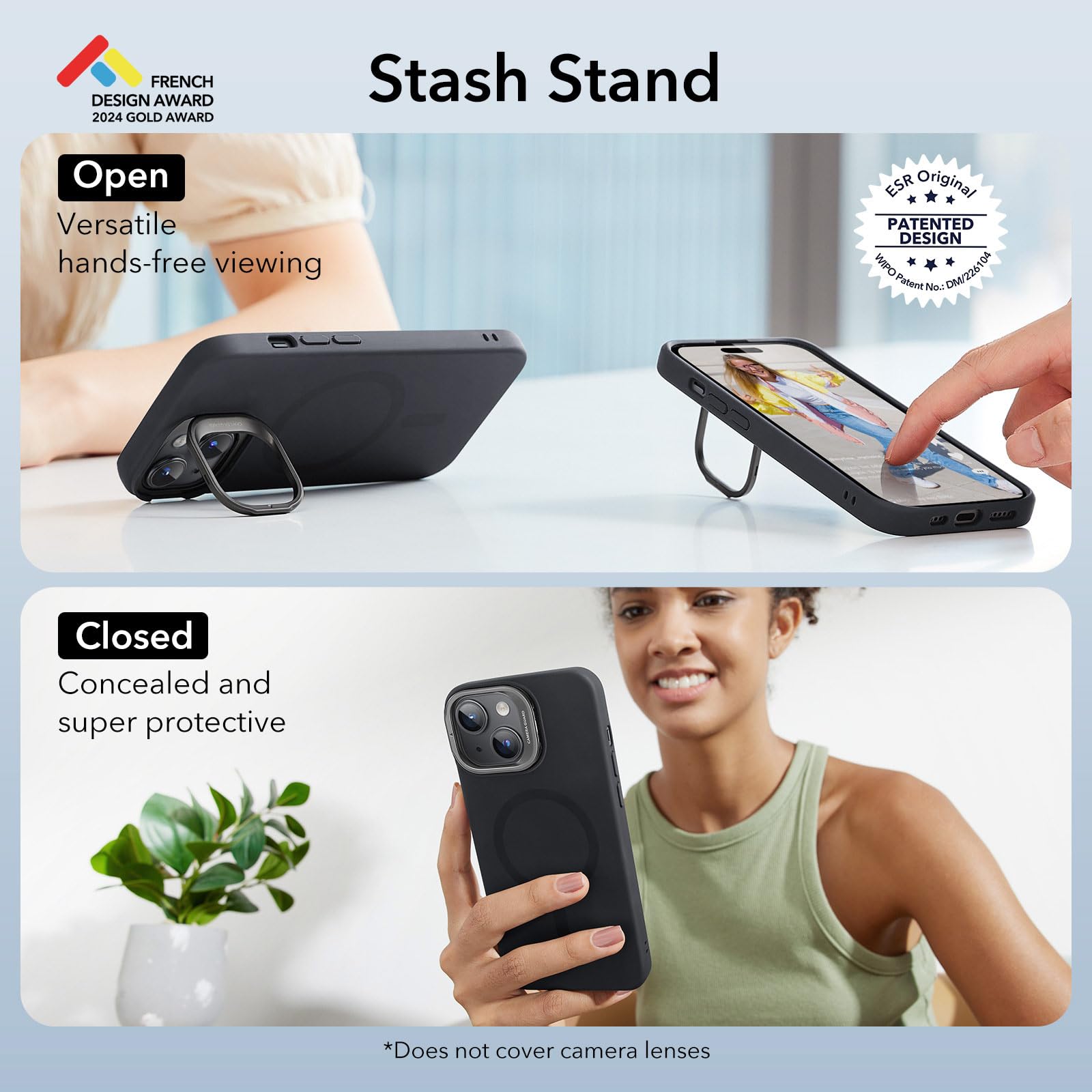 Foto 3 | Funda Esr Para Iphone 15 Magsafe De Silicona Con Soporte Negro - Venta Internacional.