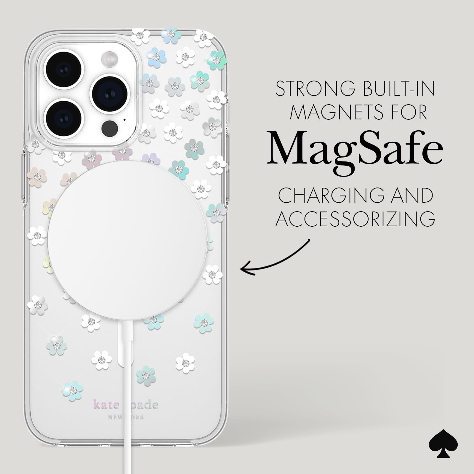 Foto 5 | Funda De Teléfono Kate Spade New York Iphone 15 Pro Max Con Flores Dispersas - Venta Internacional.