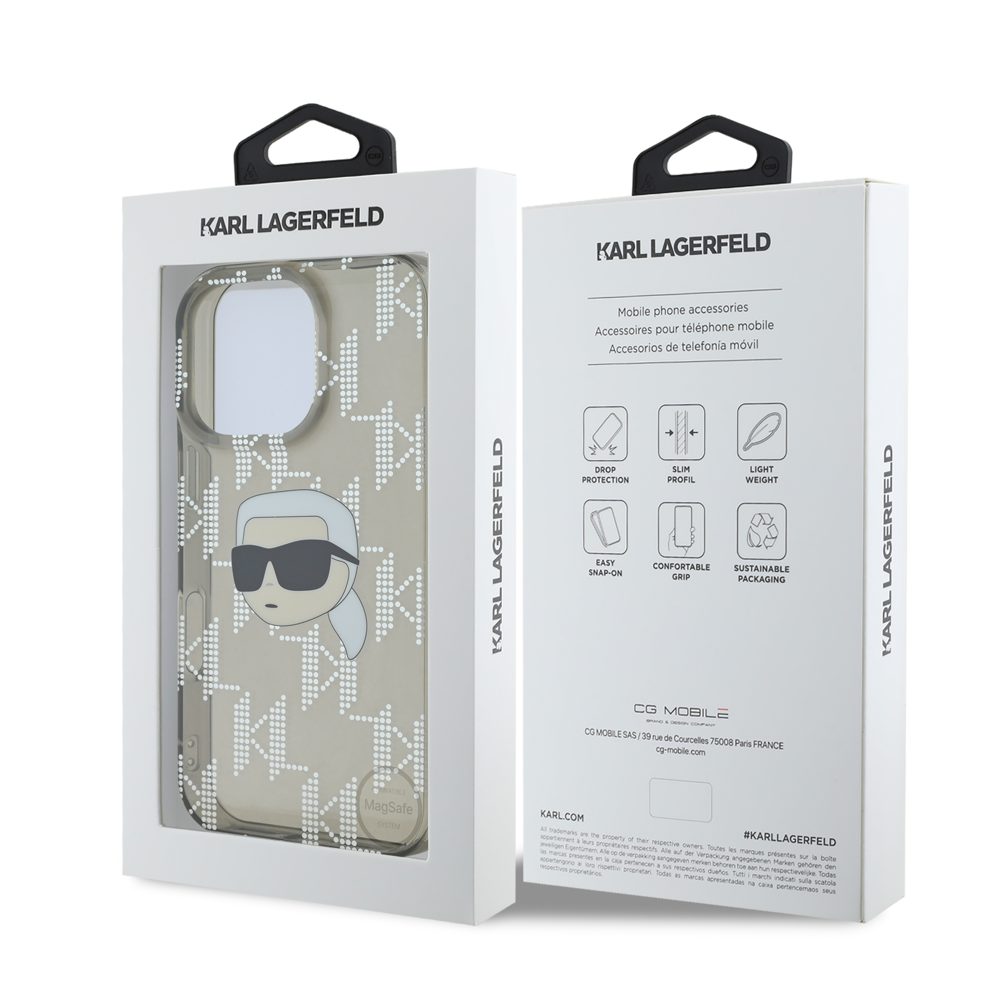 Foto 9 pulgar | Funda Karl Monograma Cara Karl Para Iphone 16 Pro - Negro