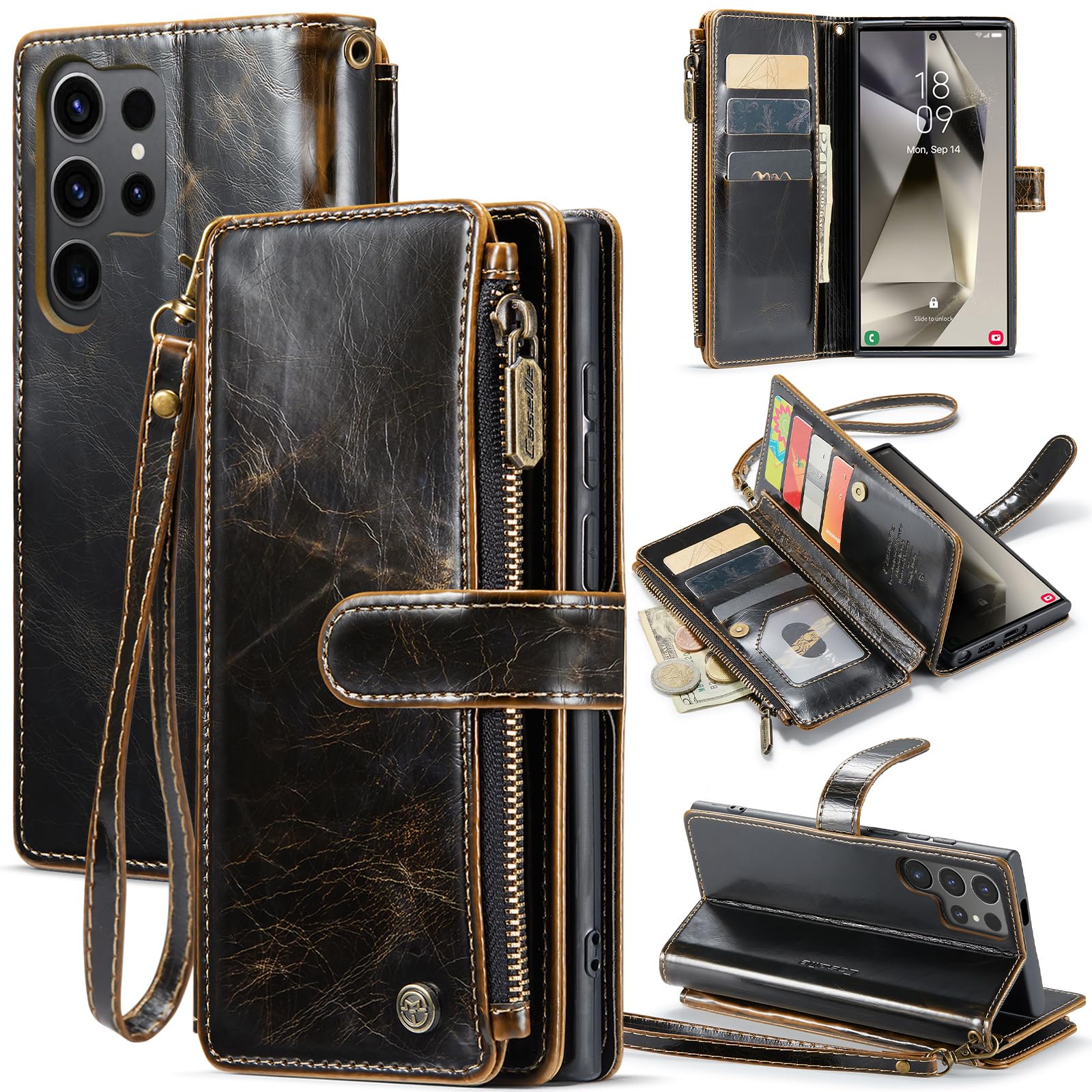 Foto 2 pulgar | Funda Tipo Cartera Caseme Para Samsung Galaxy S24 Ultra Coffee - Venta Internacional.