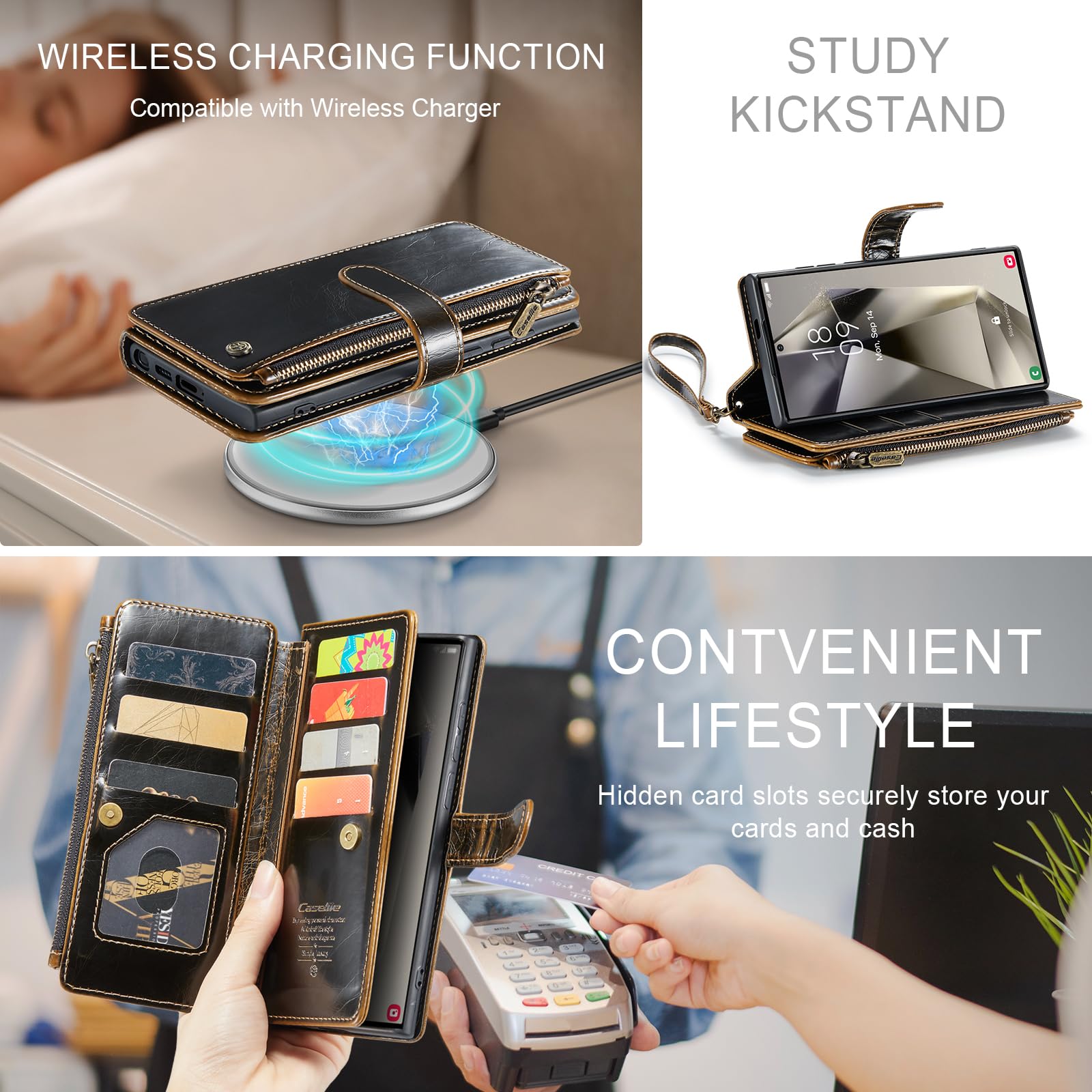 Foto 6 pulgar | Funda Tipo Cartera Caseme Para Samsung Galaxy S24 Ultra Coffee - Venta Internacional.