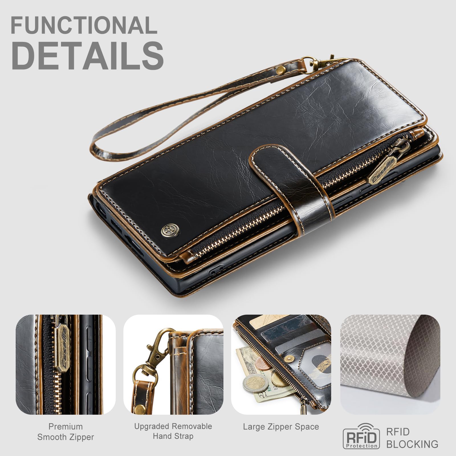 Foto 7 pulgar | Funda Tipo Cartera Caseme Para Samsung Galaxy S24 Ultra Coffee - Venta Internacional.
