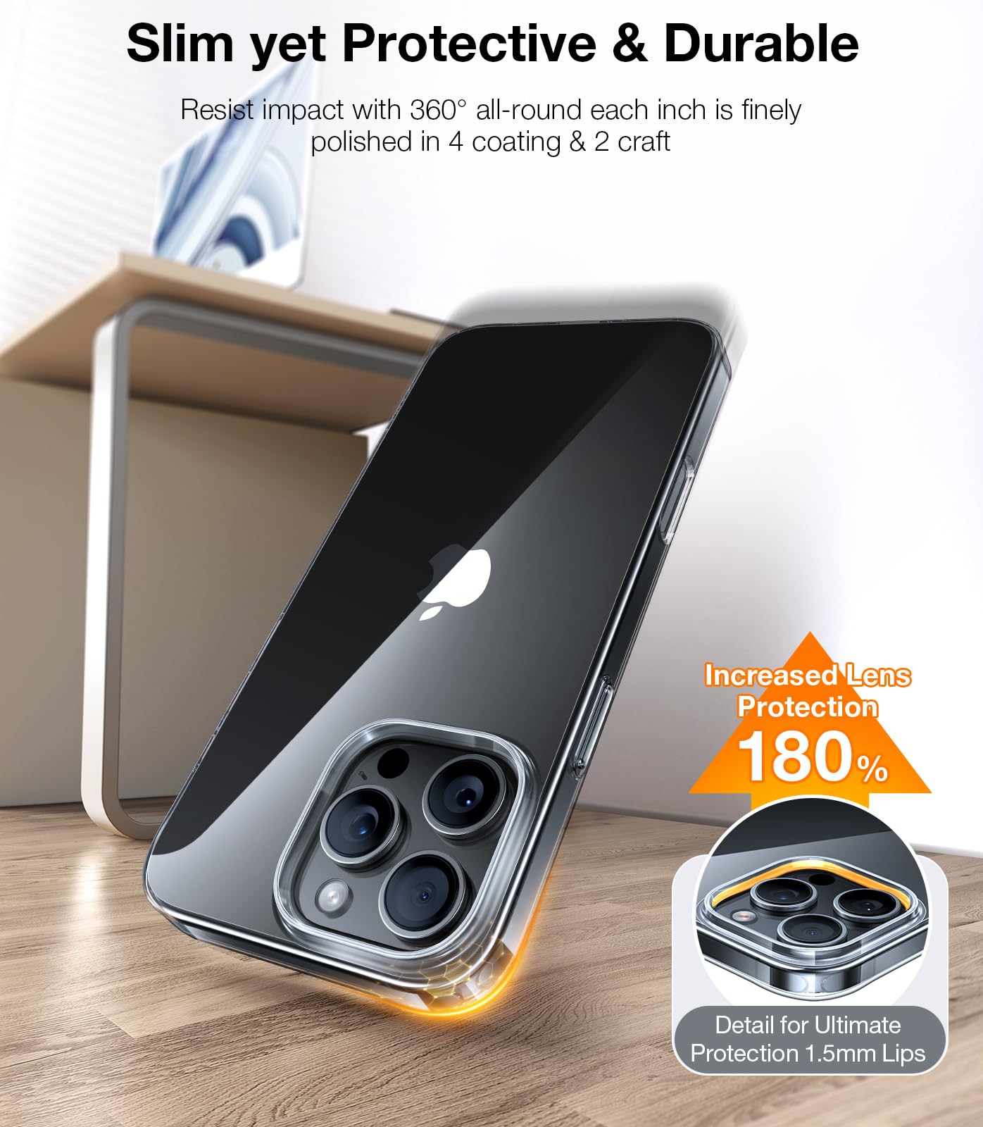 Foto 7 pulgar | Funda De Teléfono Torras Slim Fit Para Iphone 16 Pro Clear - Venta Internacional.